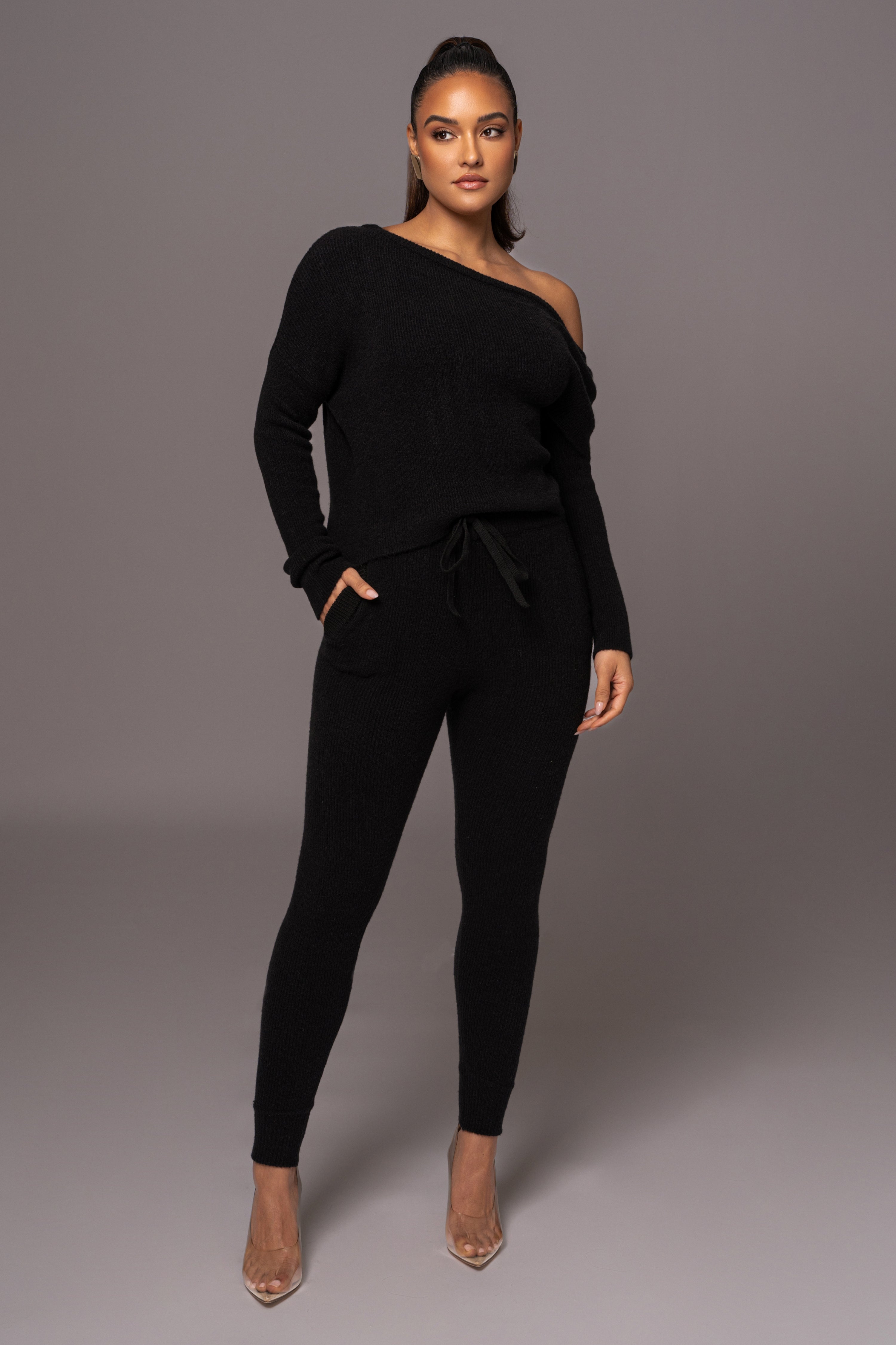 Black Sedona Knit Pant Set - JLUXLABEL