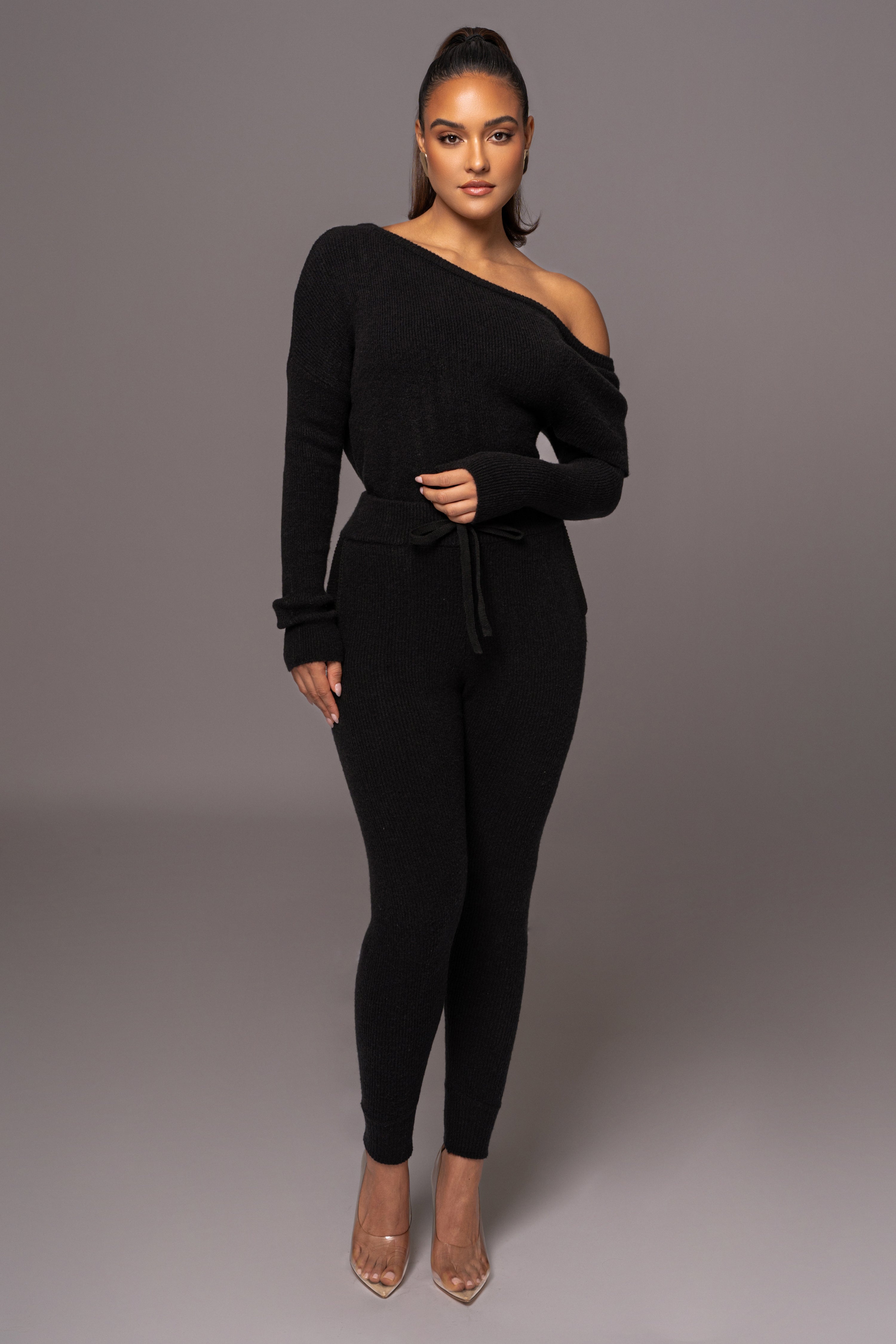 Black Sedona Knit Pant Set - JLUXLABEL