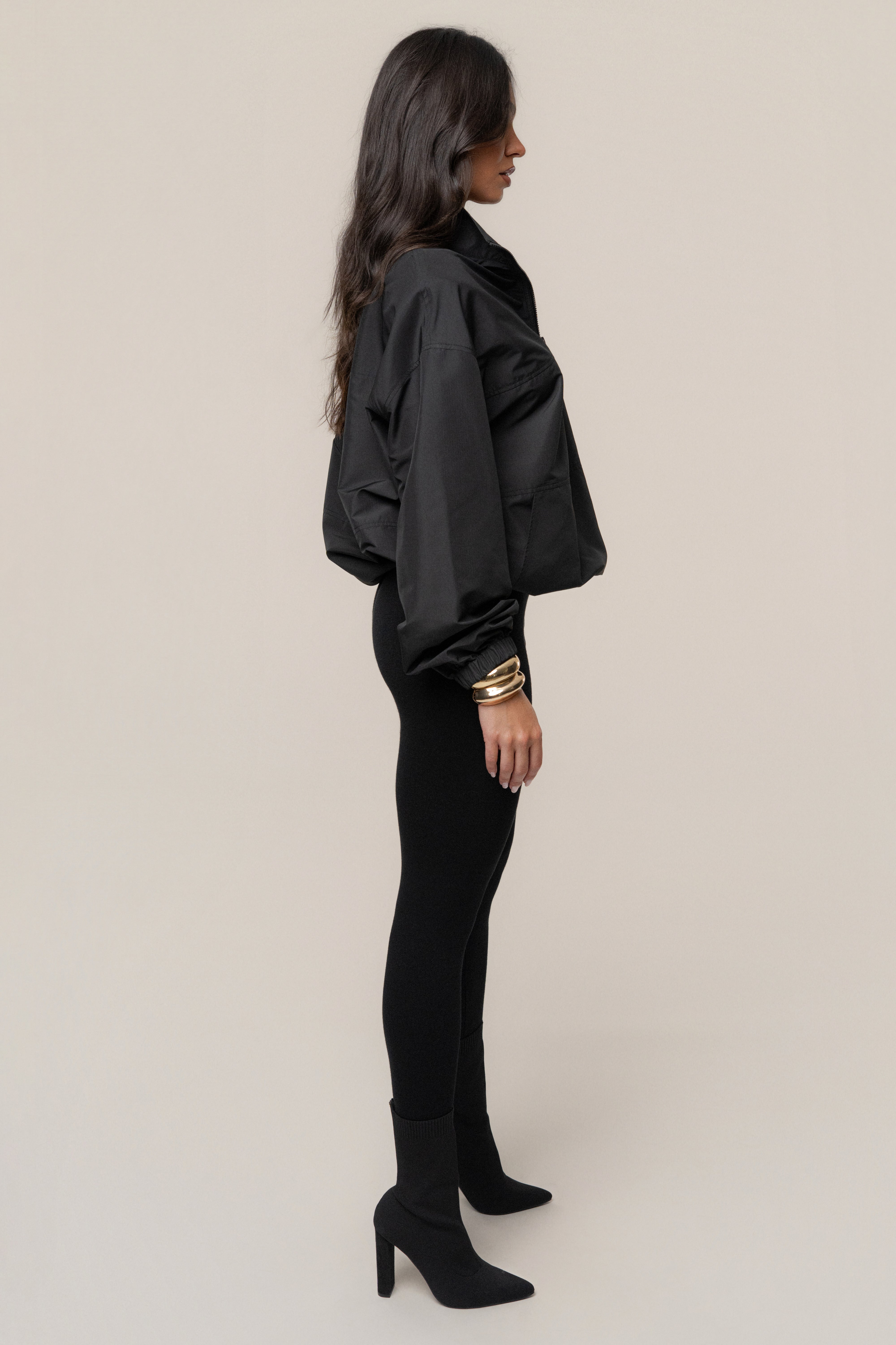 Black Oversized Funnel Jacket