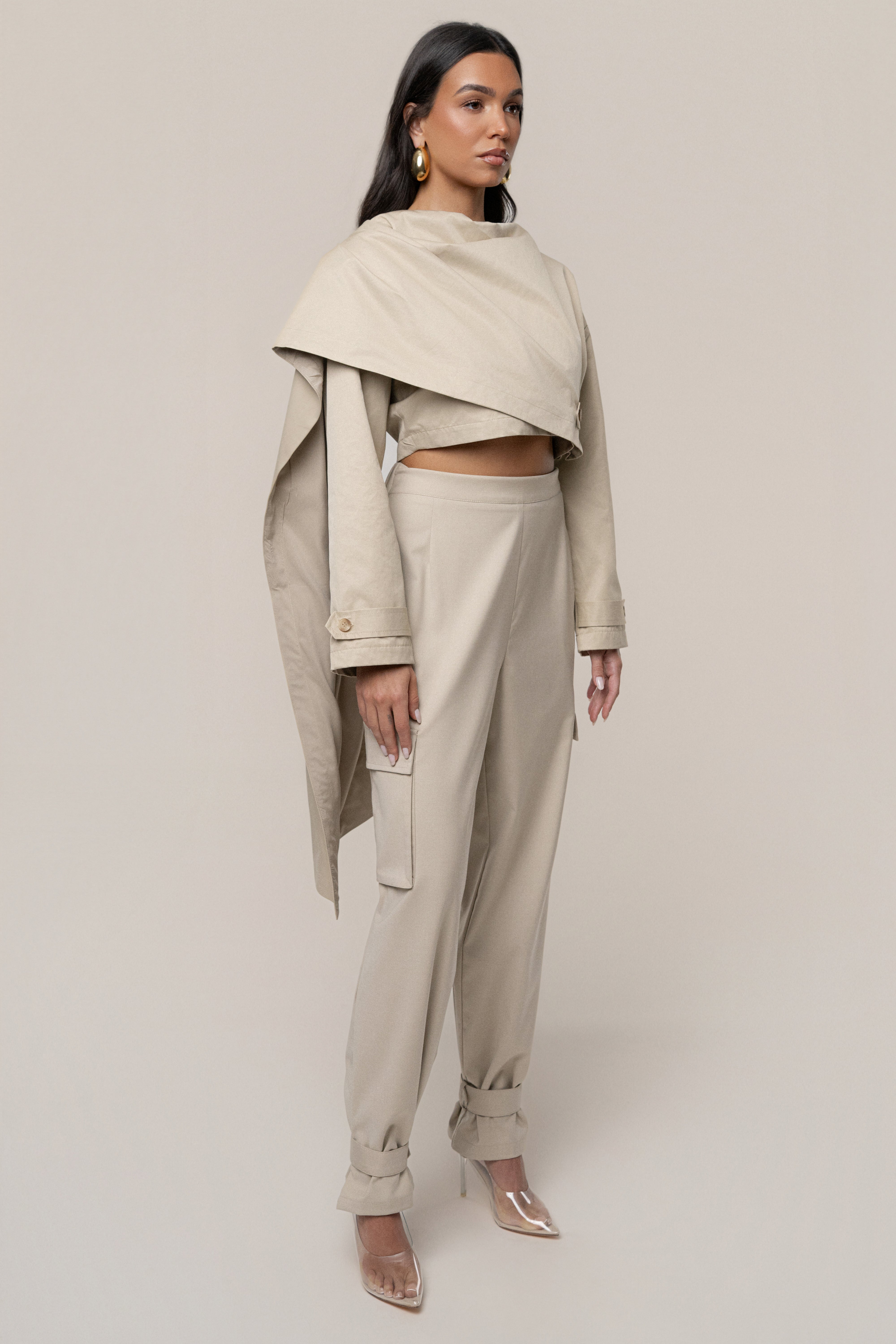 Khaki Next Level Cape Jacket