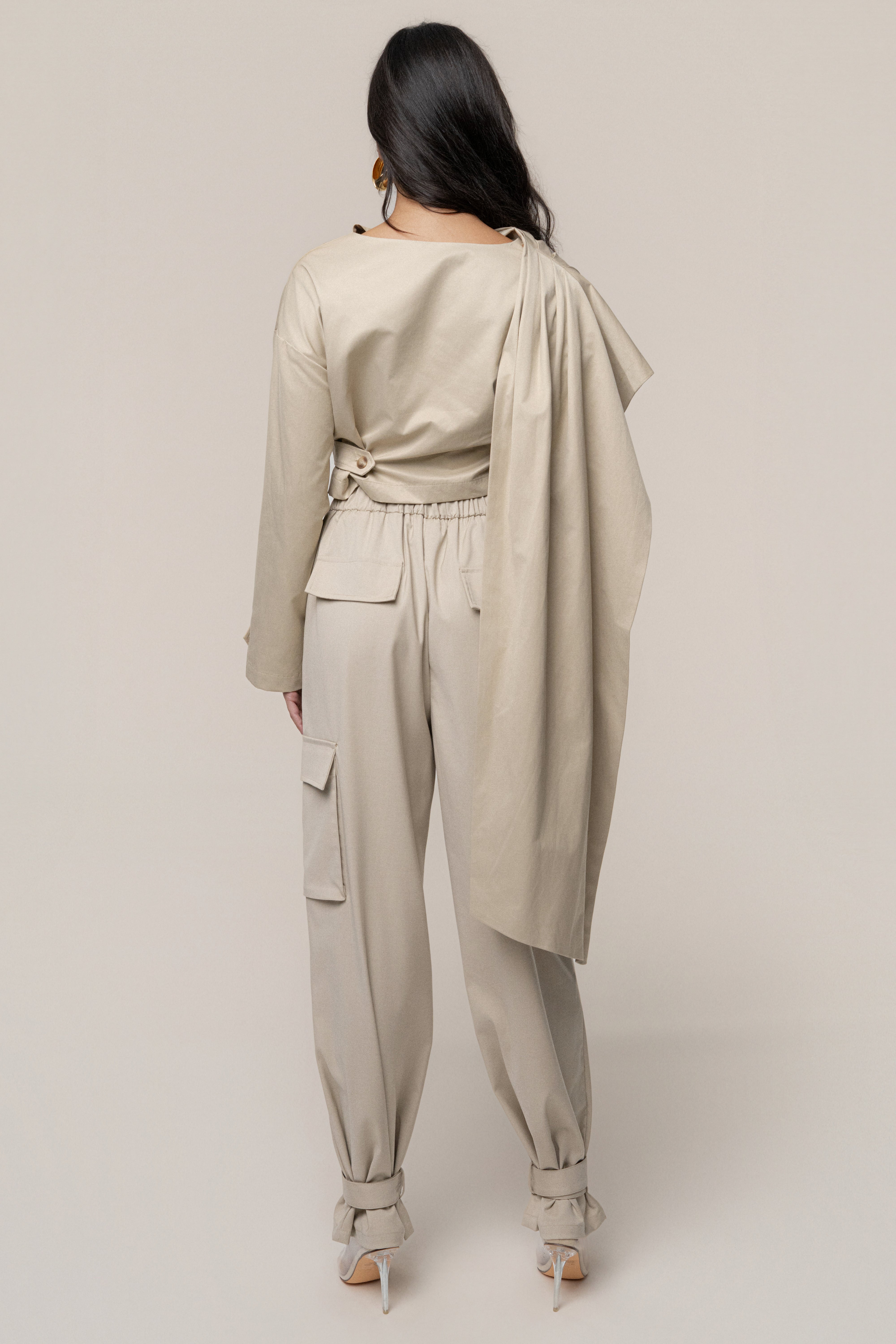 Khaki Autumn Flow Cargo Pants