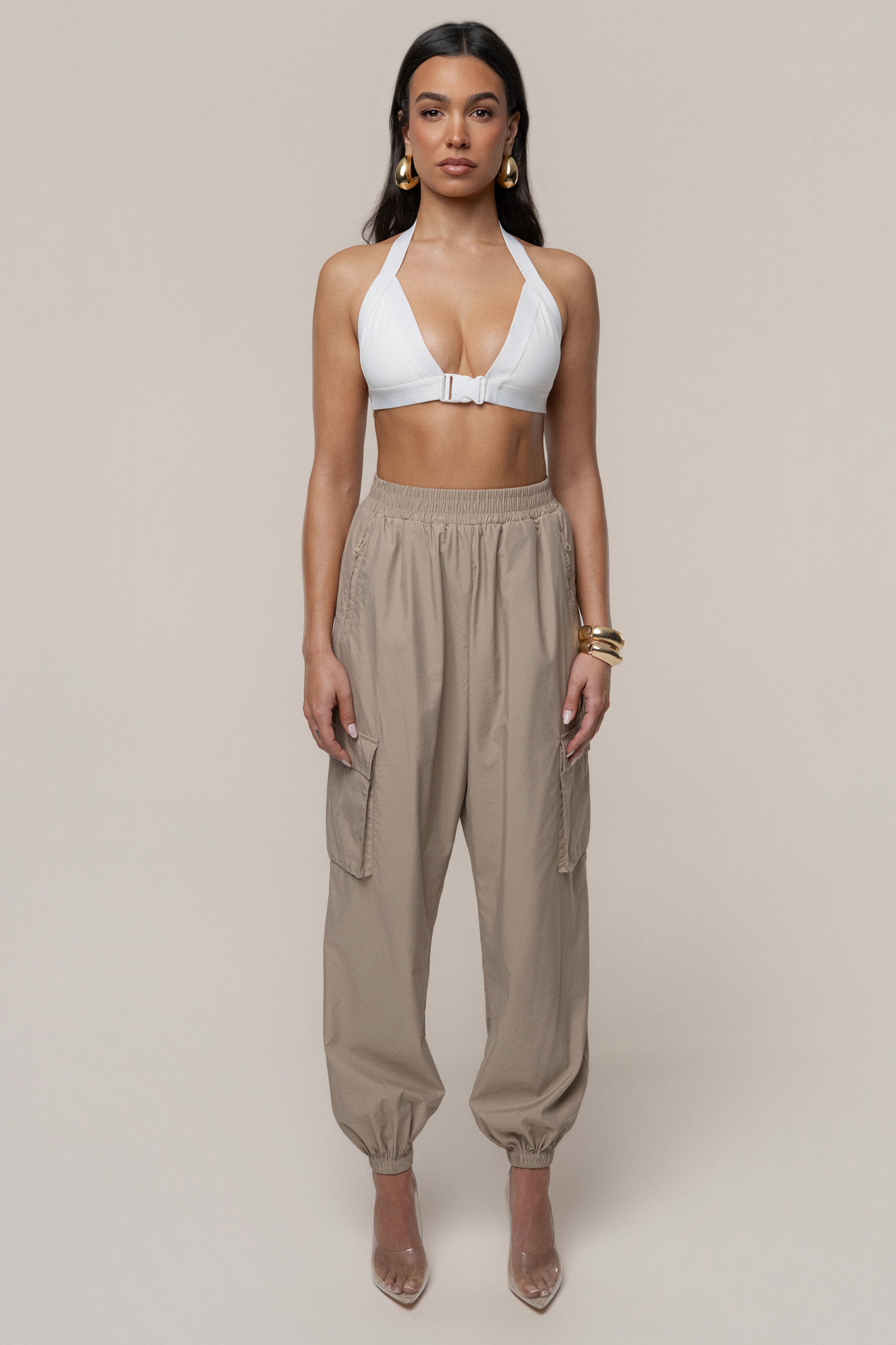 Ivory Belted Motion Halter Top