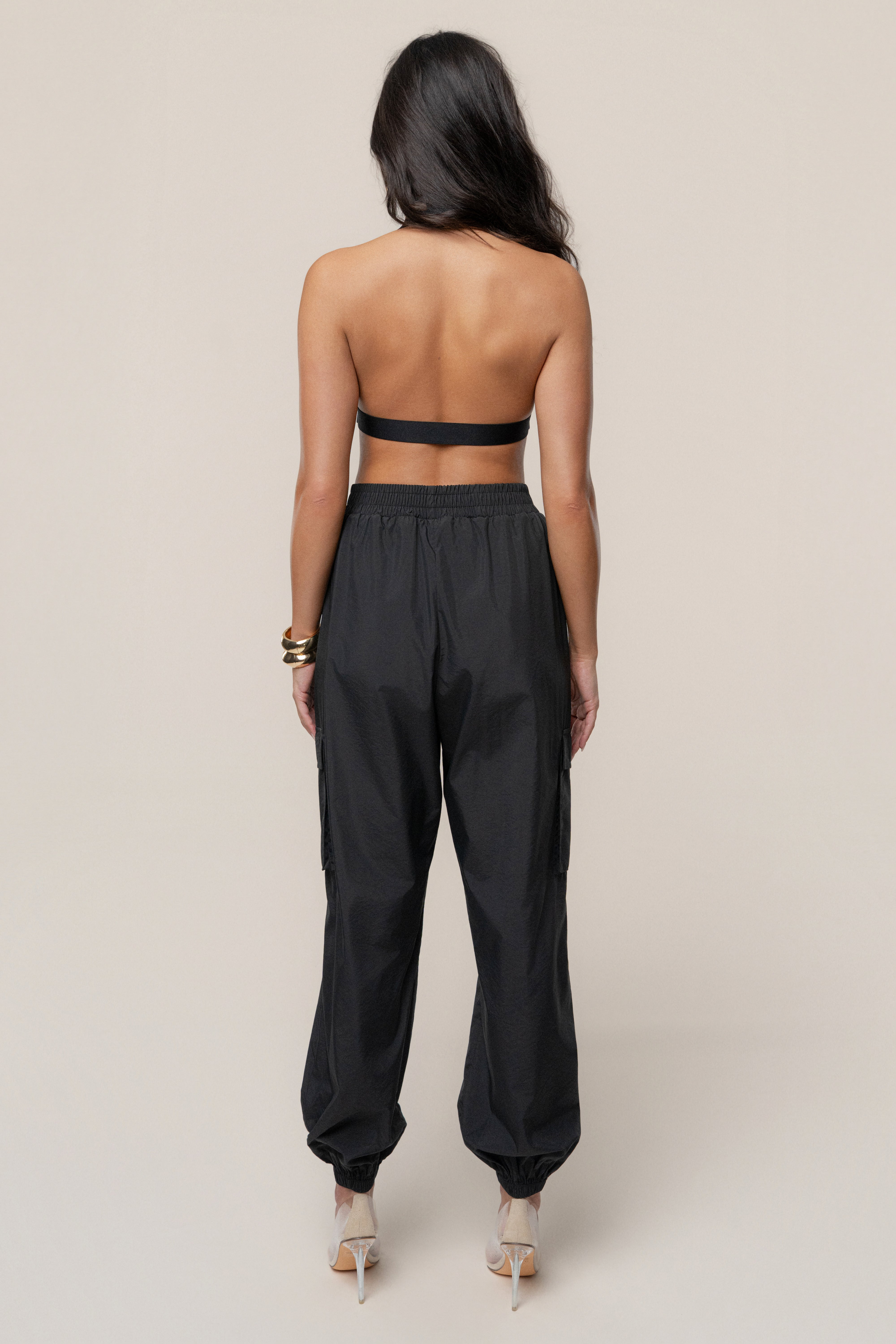 Black Belted Motion Halter Top