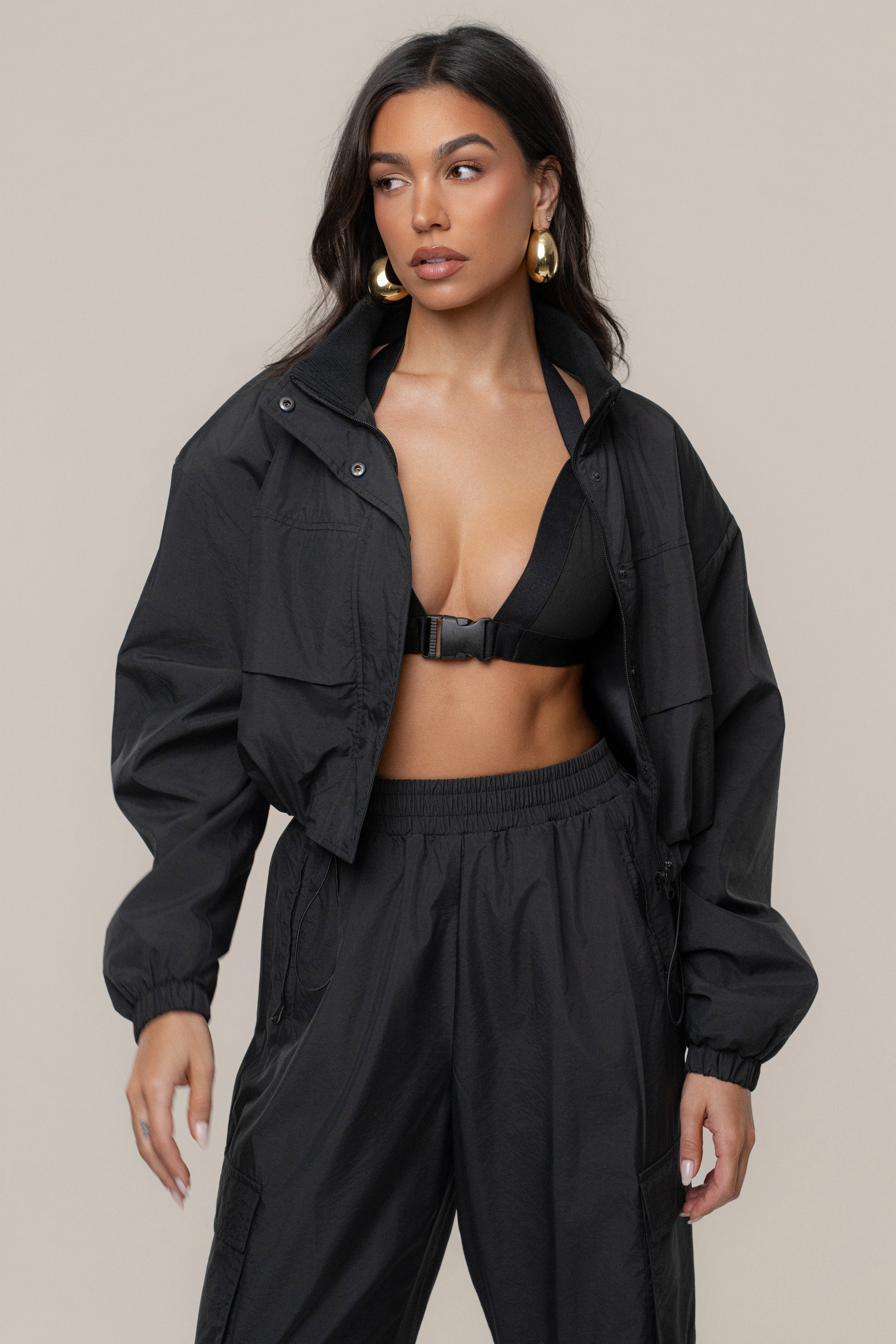 Black Belted Motion Halter Top
