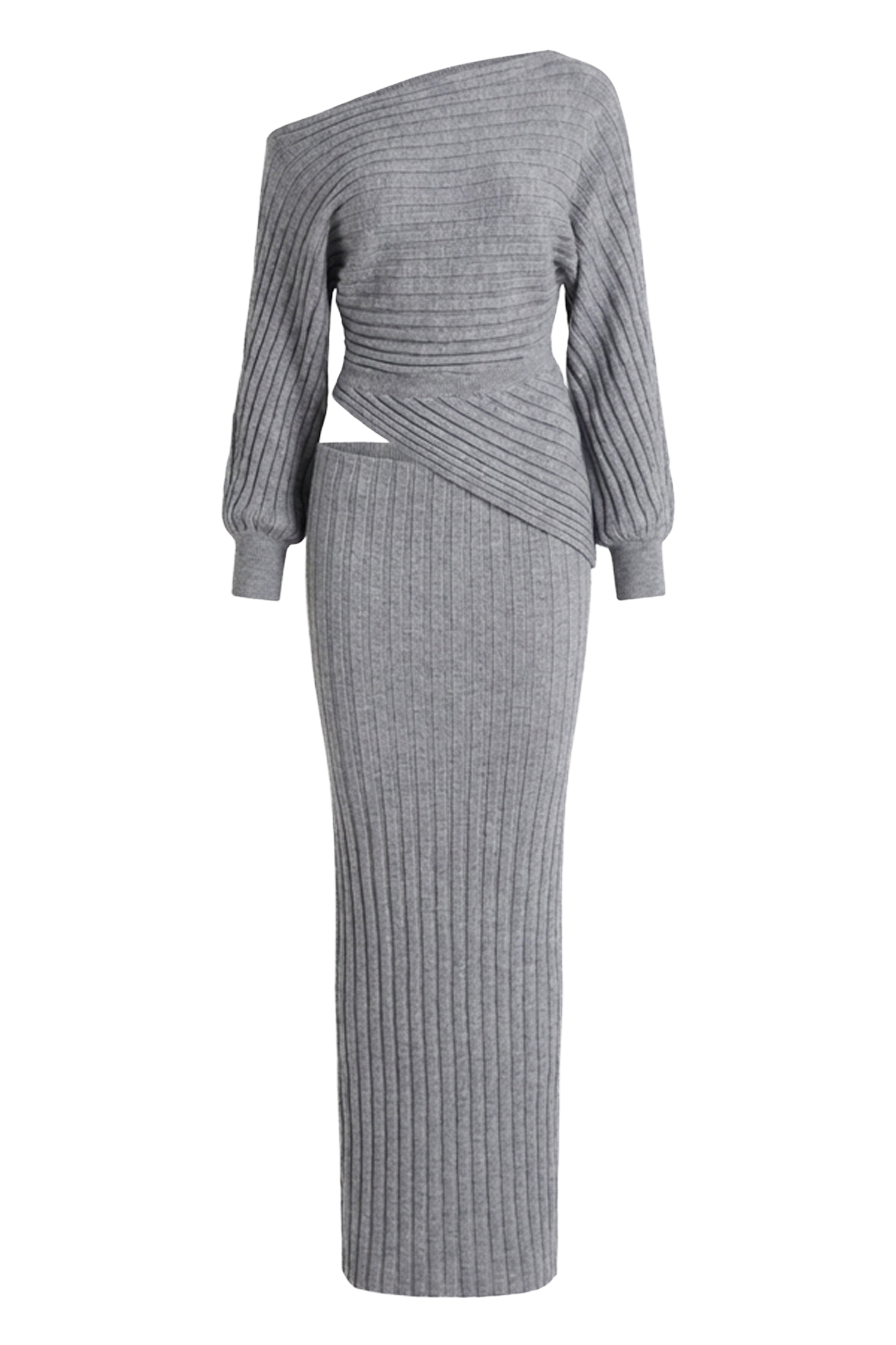 Heather Grey Clarity Ribbed Skirt Set - JLUXLABEL