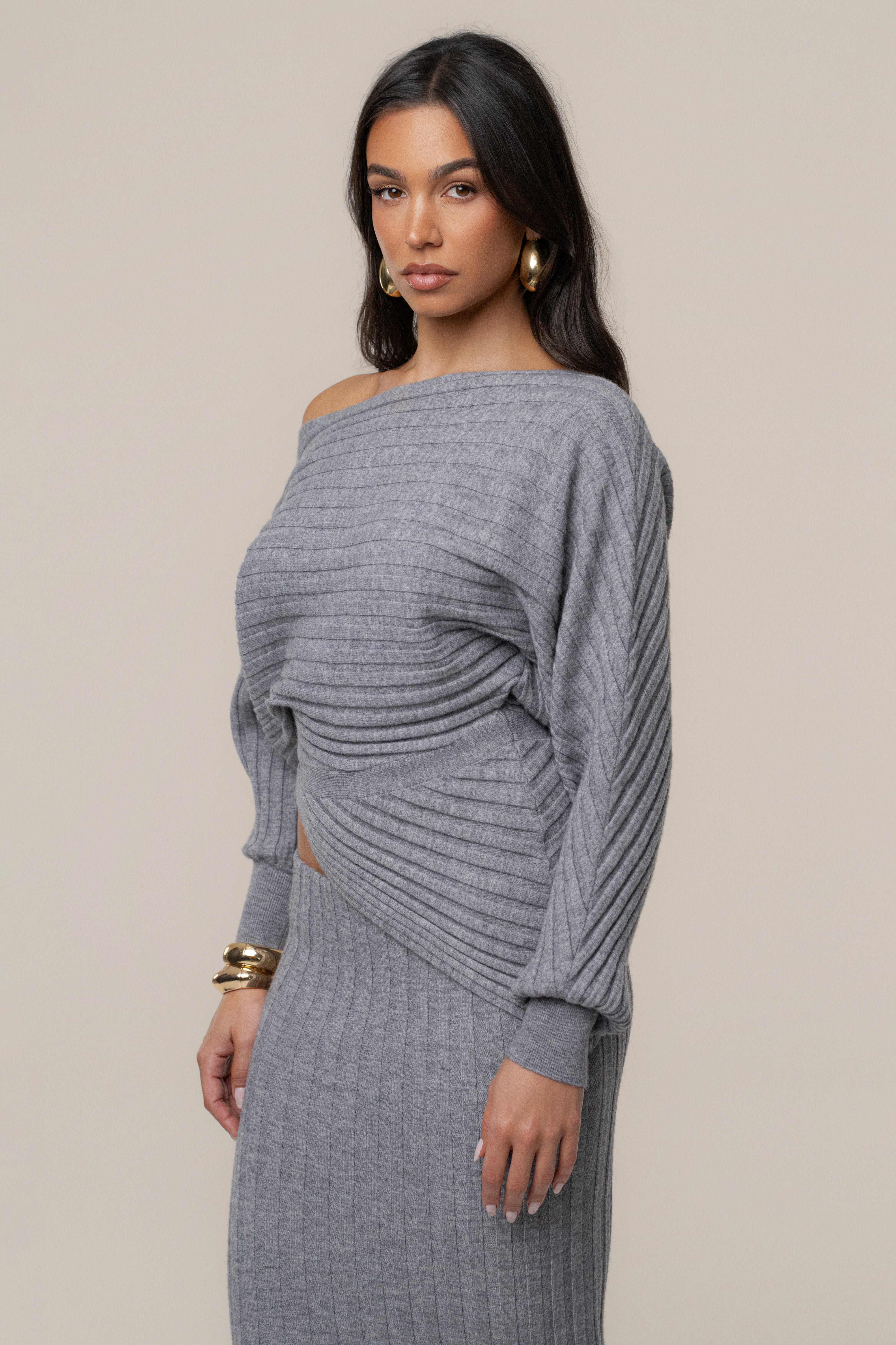 Heather Grey Clarity Ribbed Skirt Set - JLUXLABEL