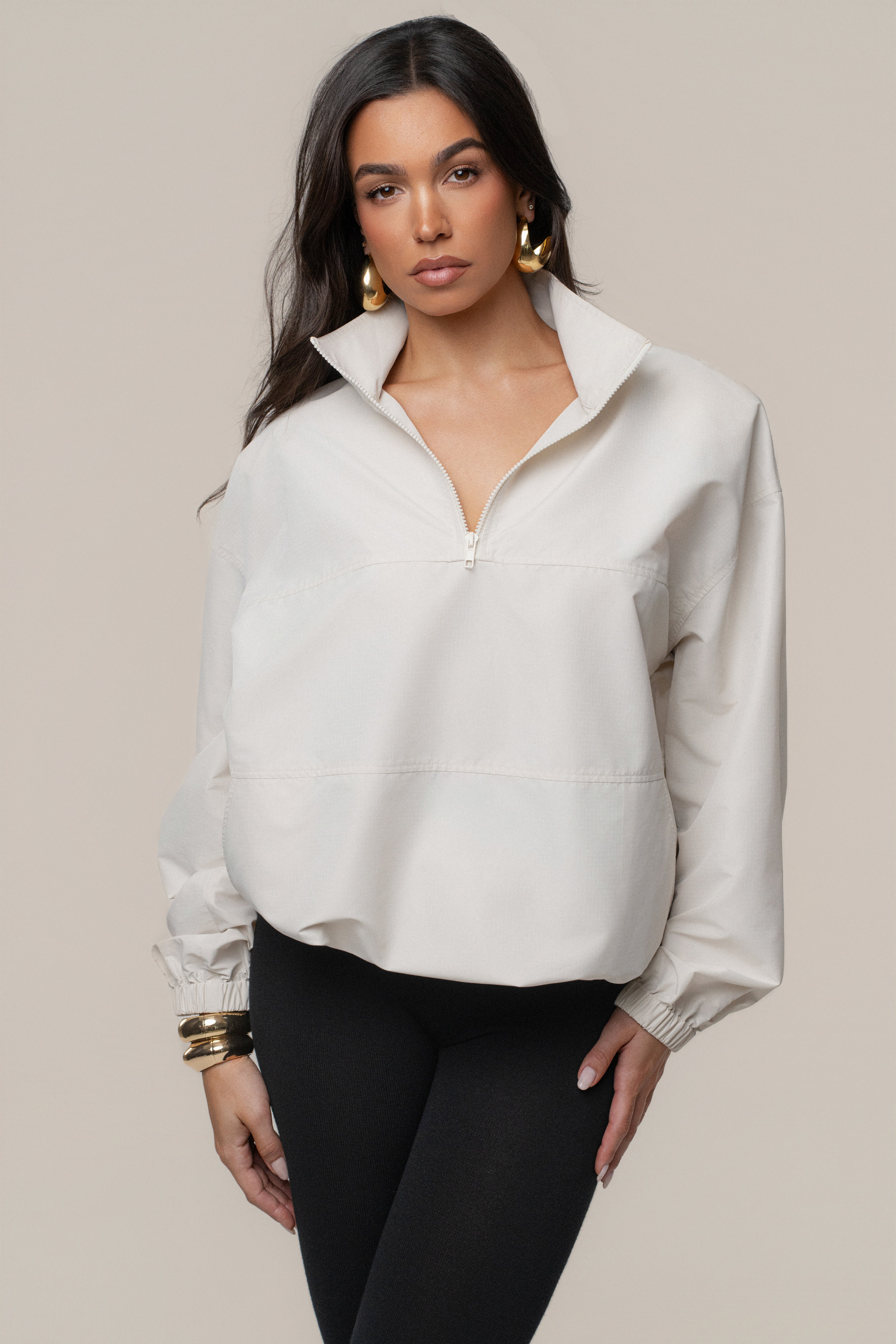 Milk Oversized Funnel Jacket - JLUXLABEL