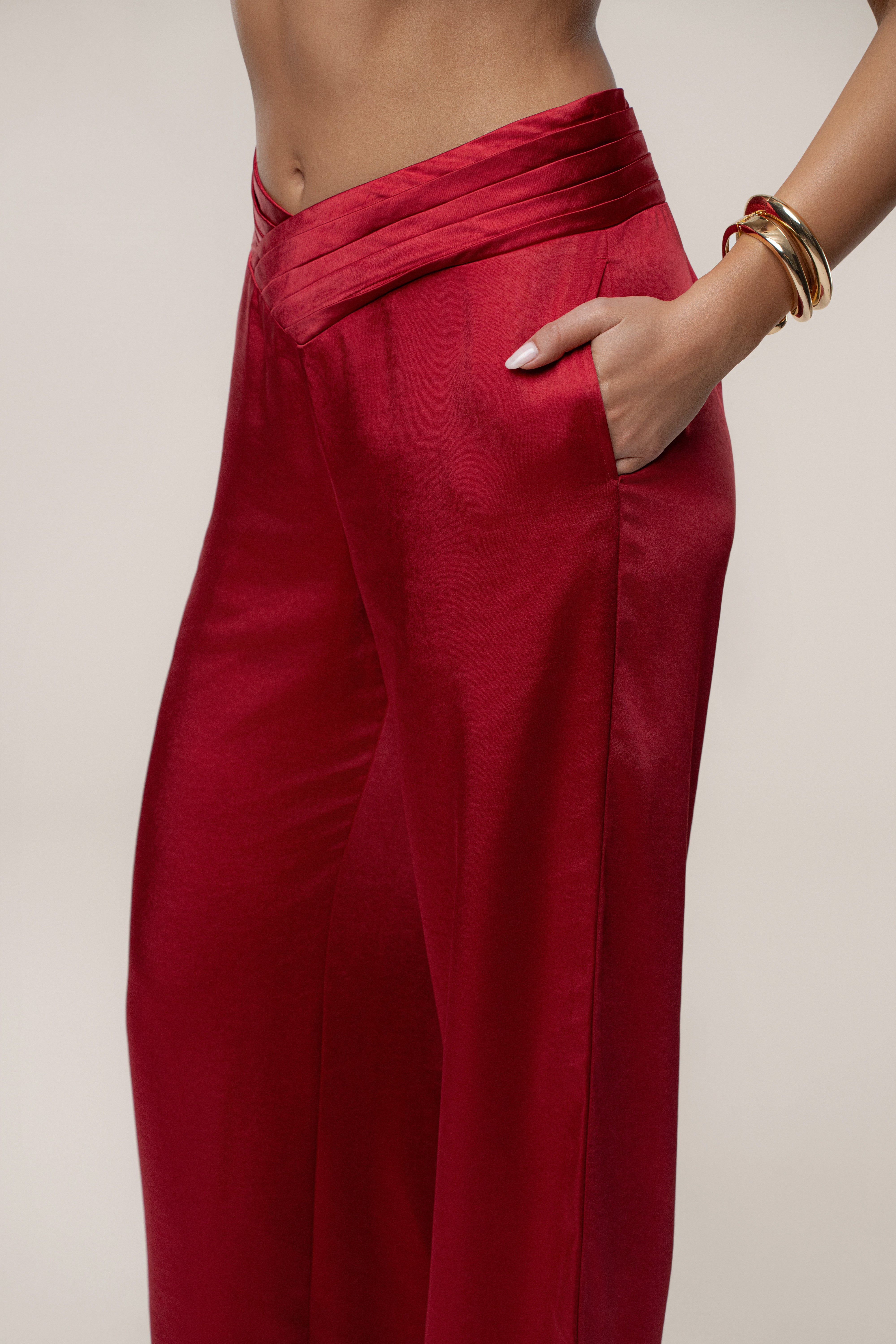 Red True Affection Satin Trouser - JLUXLABEL