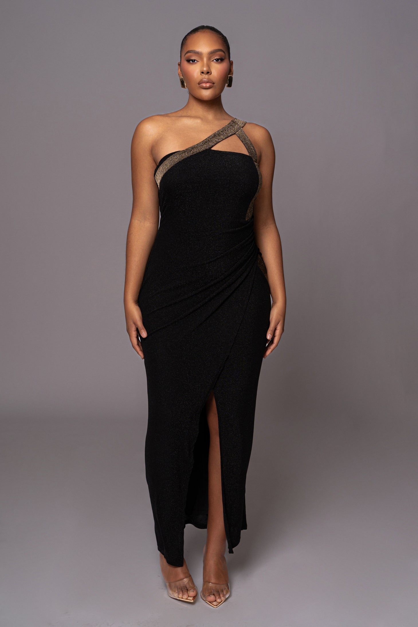 Black Johan One Shoulder Maxi Dress - JLUXLABEL