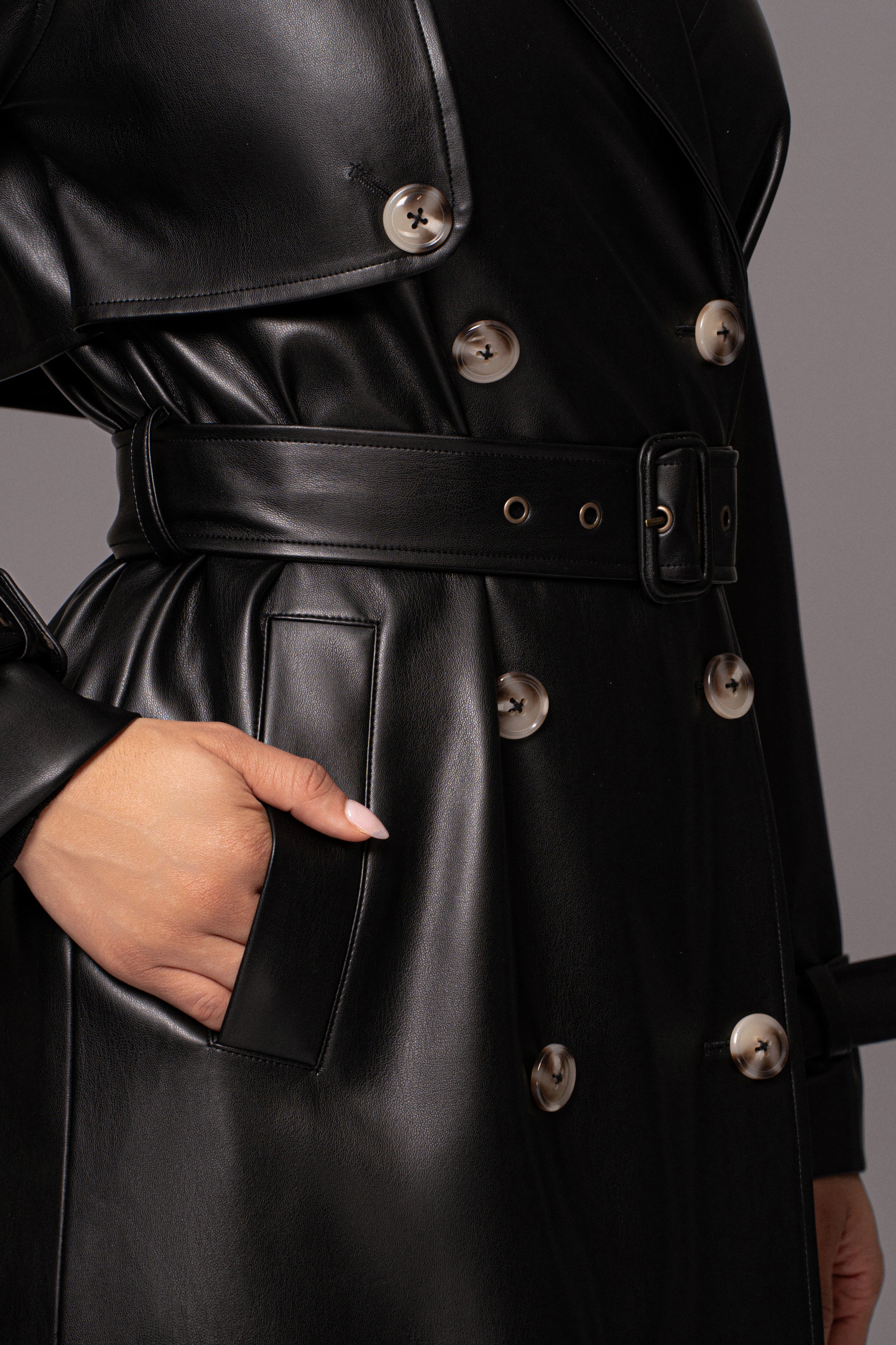 Black Odin Faux Leather Coat – JLUXLABEL