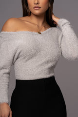 Grey Yesenia Asymmetrical Knit Top - JLUXLABEL