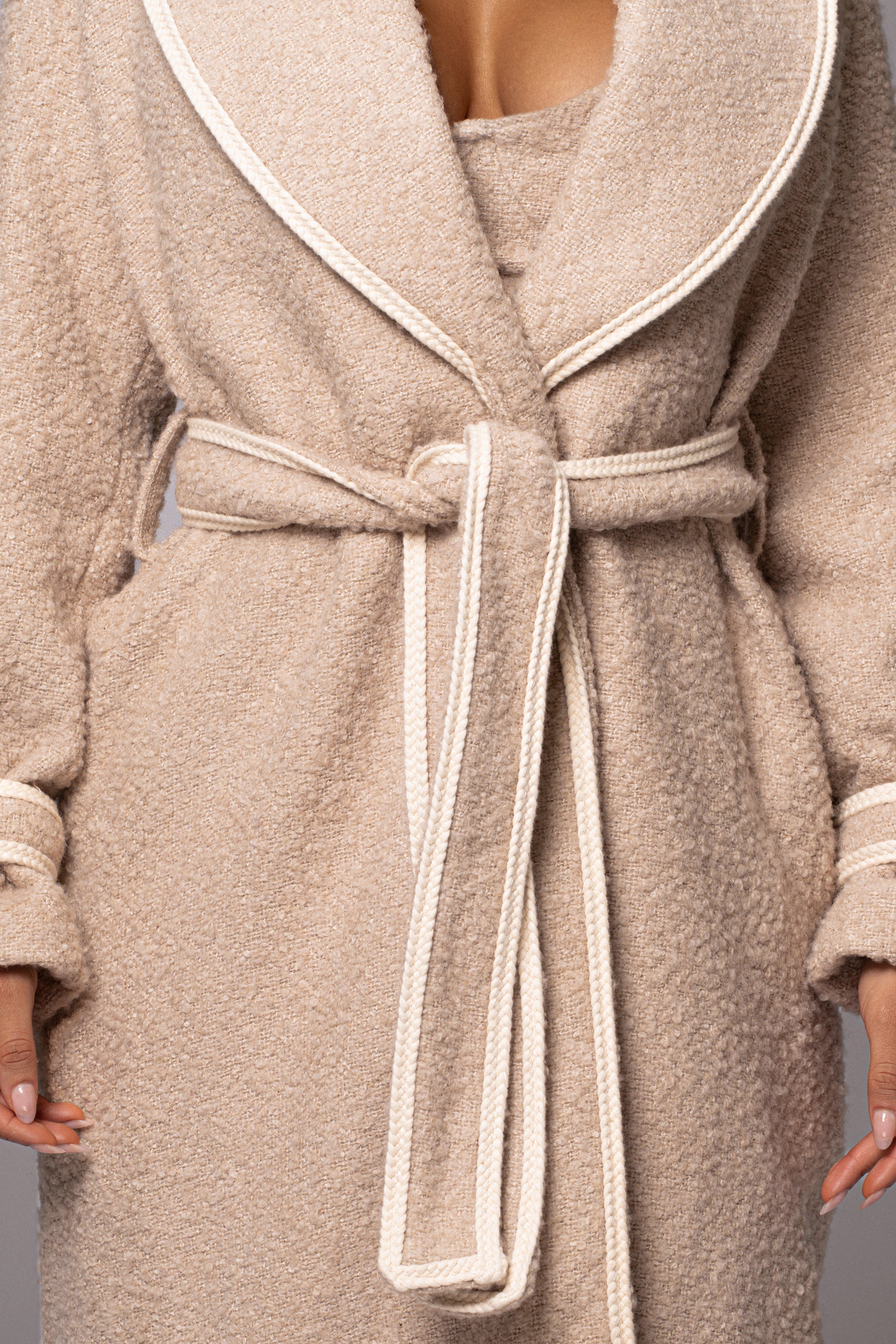 Beige Fit For Success Boucle Coat - JLUXLABEL