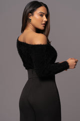 Black Yesenia Asymmetrical Knit Top - JLUXLABEL
