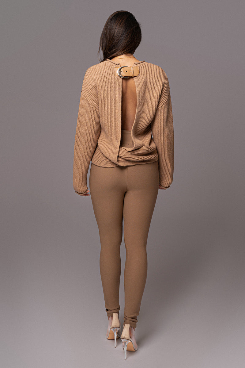 Beige Shay Ribbed Long Sleeve Top - JLUXLABEL