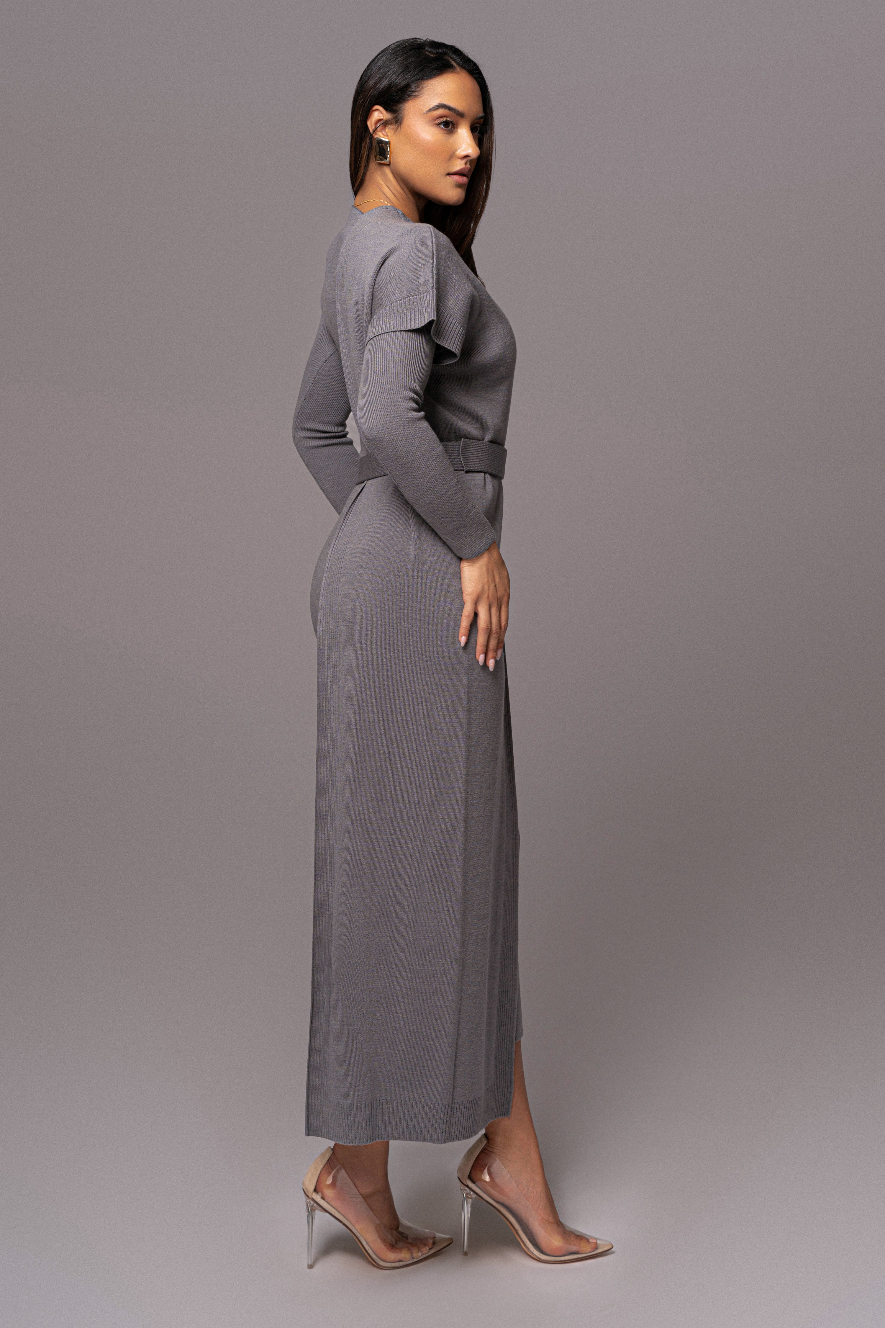 Grey Meant To Be Knit Maxi Dress - JLUXLABEL