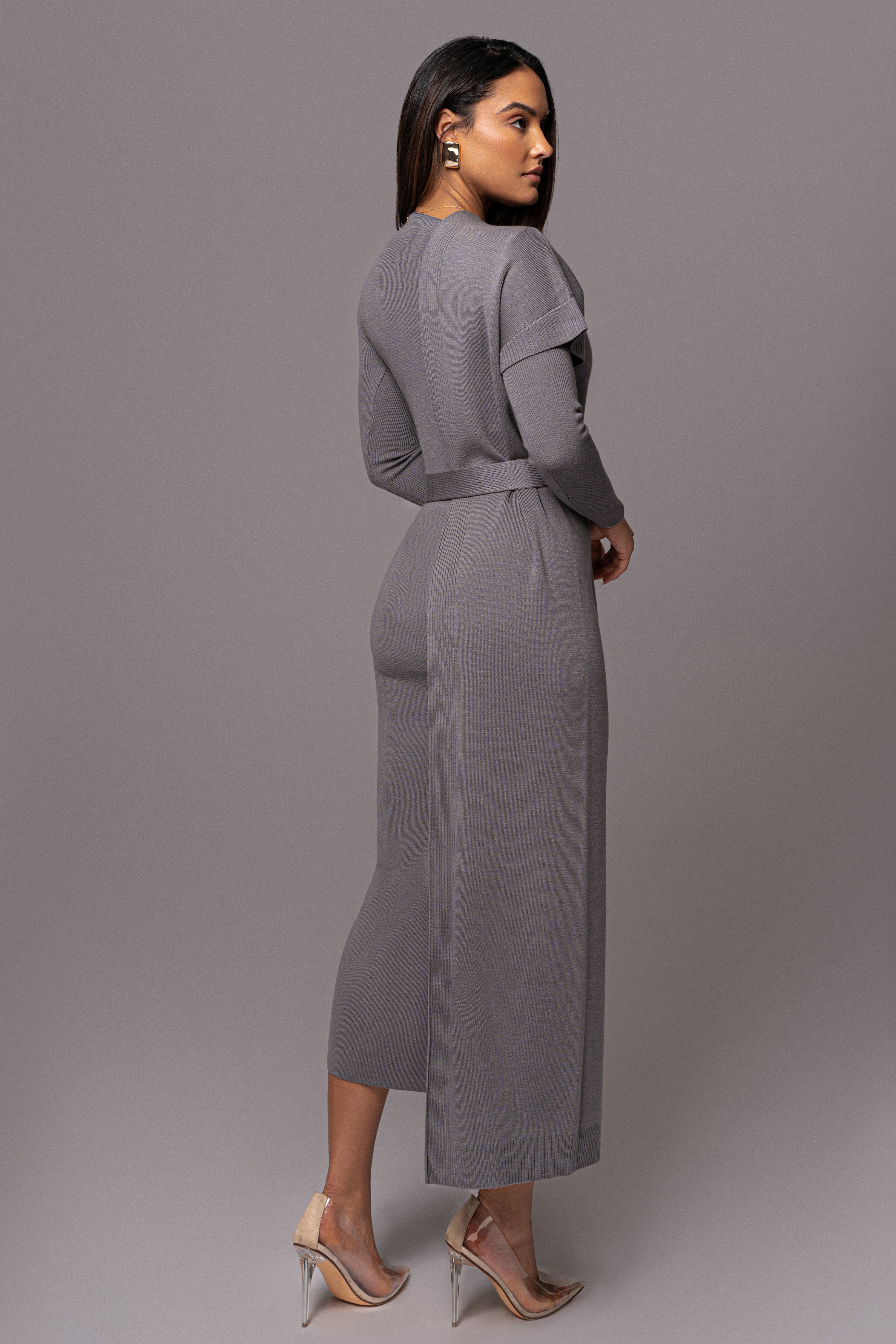 Grey Meant To Be Knit Maxi Dress - JLUXLABEL