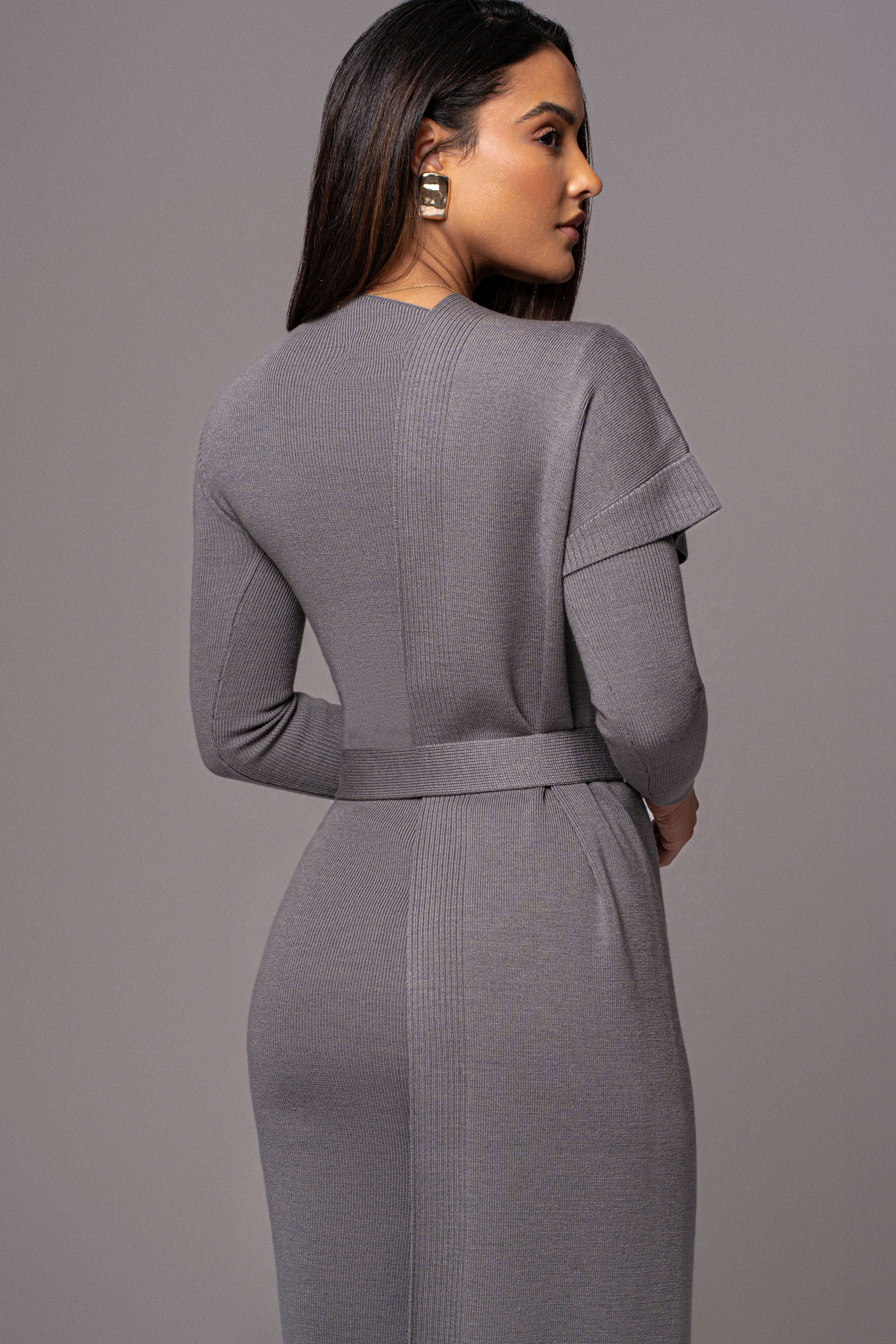 Grey Meant To Be Knit Maxi Dress - JLUXLABEL
