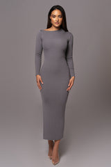 Grey Meant To Be Knit Maxi Dress - JLUXLABEL