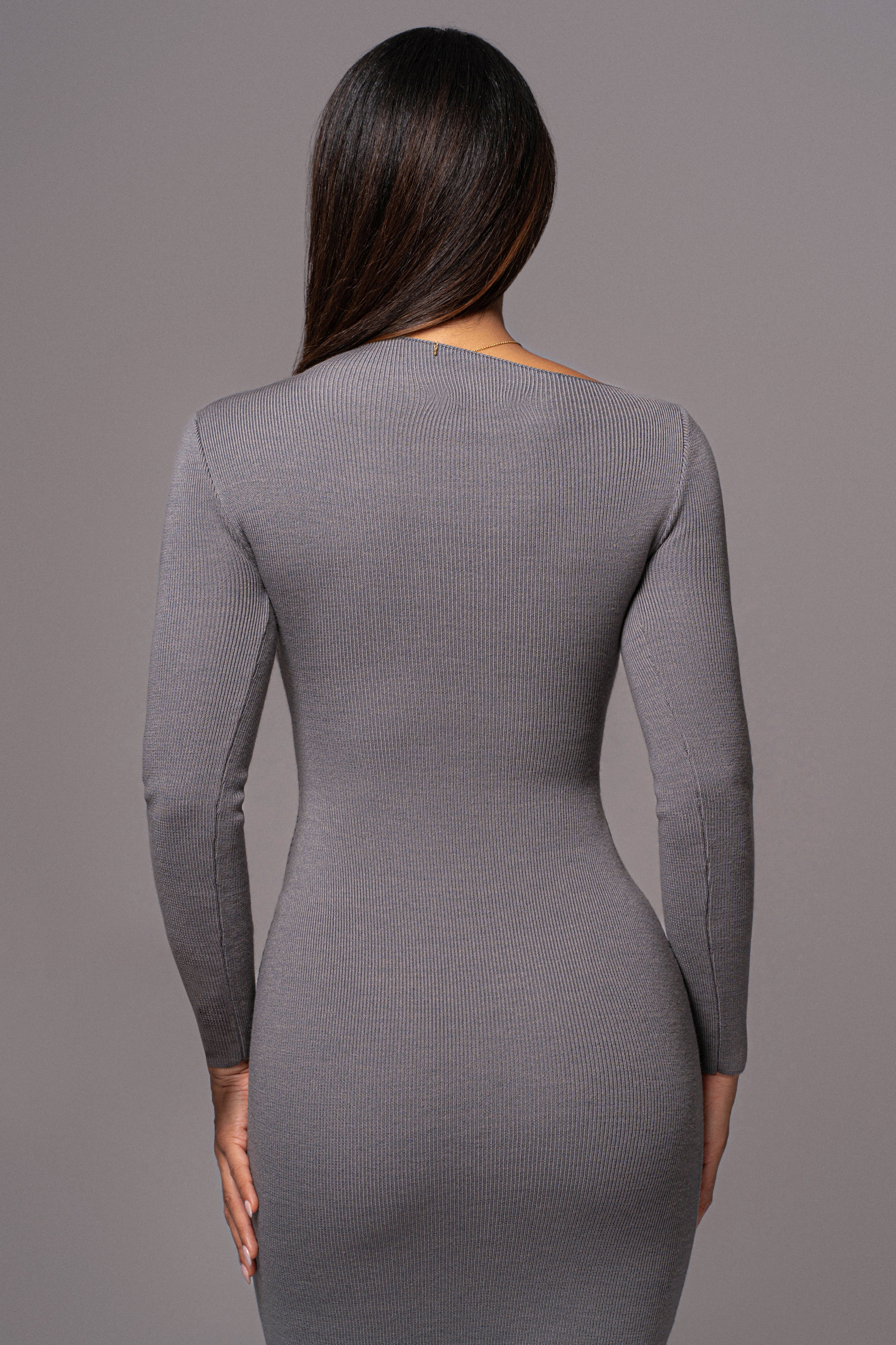 Grey Meant To Be Knit Maxi Dress - JLUXLABEL