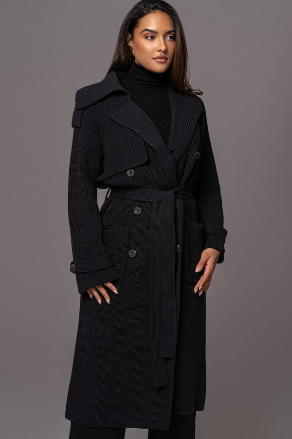 Black Maxinne Knit Coat - JLUXLABEL