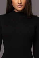 Black Noel Sweater Knit Jumpsuit - JLUXLABEL