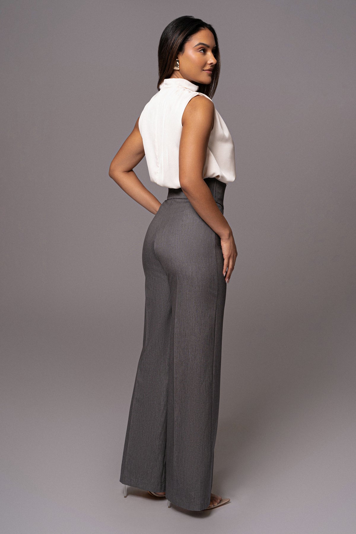 JLUXLABEL Buttercream Desiree Mock Neck Top shown styled with casual and chic outfits, highlighting its soft fabric and mock neck design.