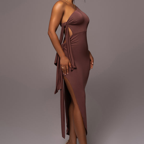 Chocolate Out Of Mind One Shoulder Dress