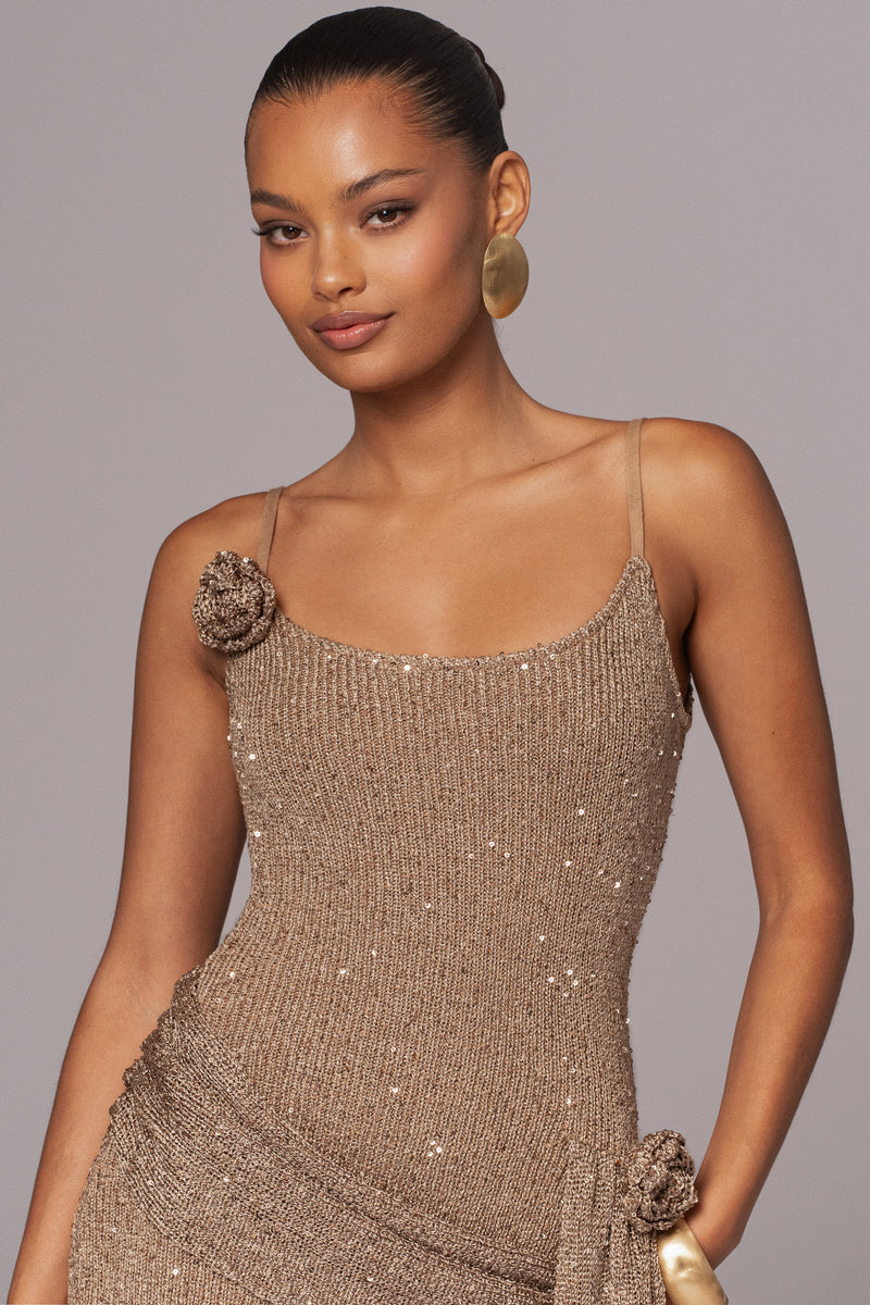 Gold Golden Dusk Sequin Dress