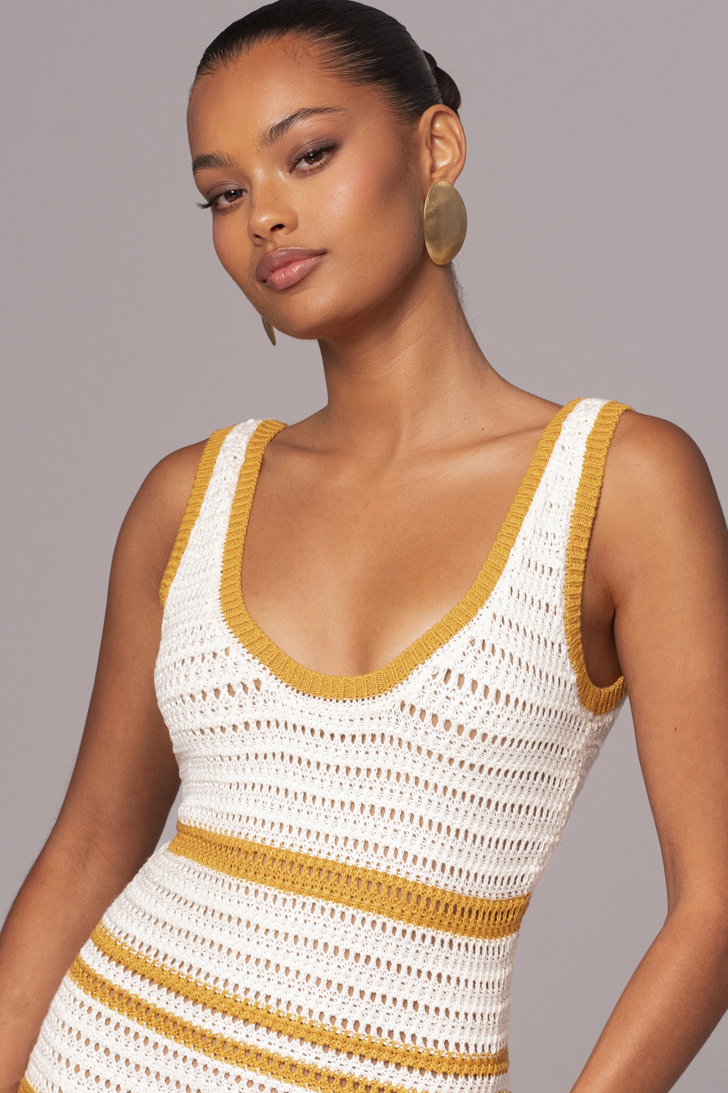 Ivory/Yellow Destiny Knit Maxi Dress