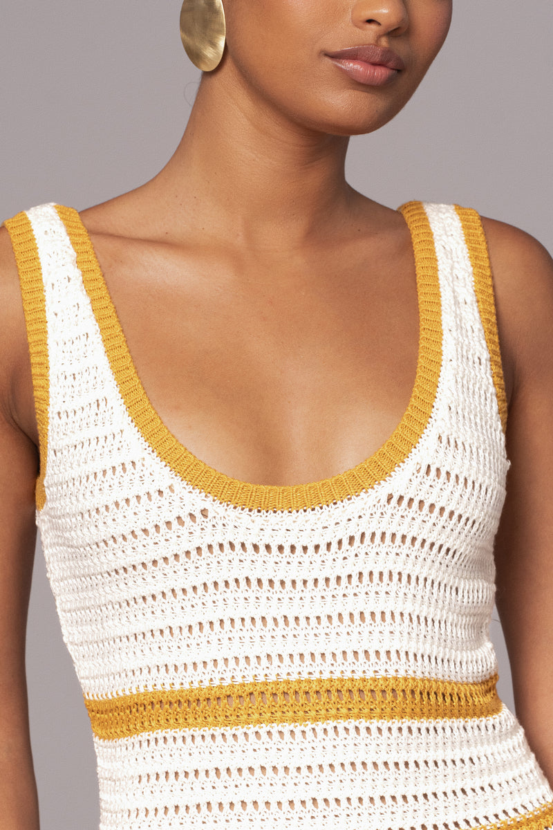 Ivory/Yellow Destiny Knit Maxi Dress