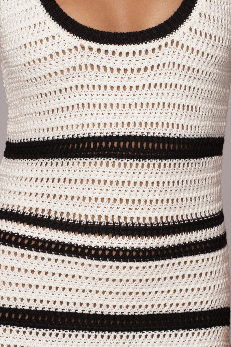 Ivory/Black Destiny Knit Maxi Dress