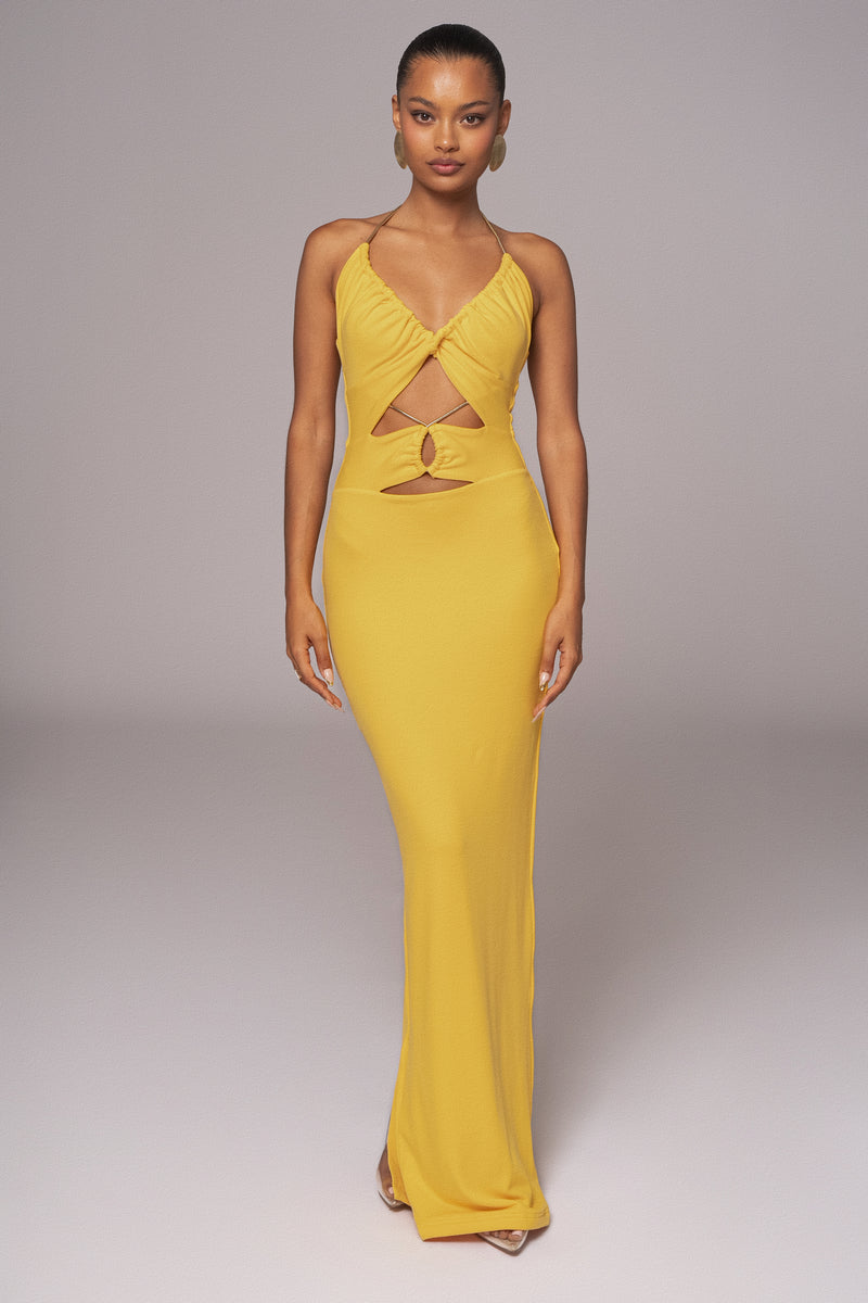 Yellow Secret Bloom Maxi Dress