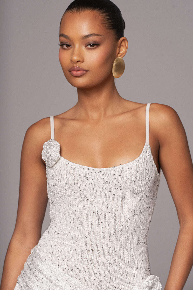 Robe à paillettes crépuscule doré blanc