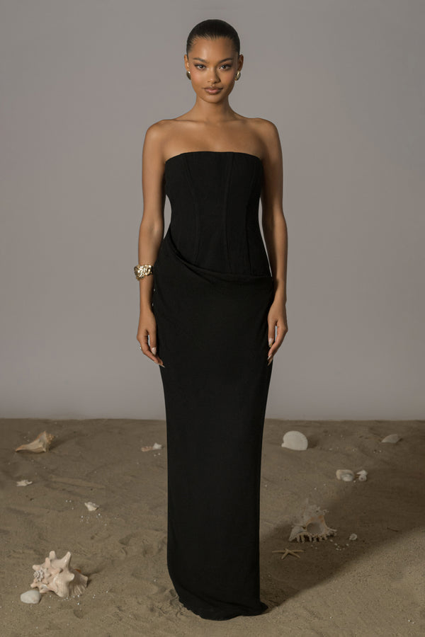 Black Journey Linen Maxi Dress