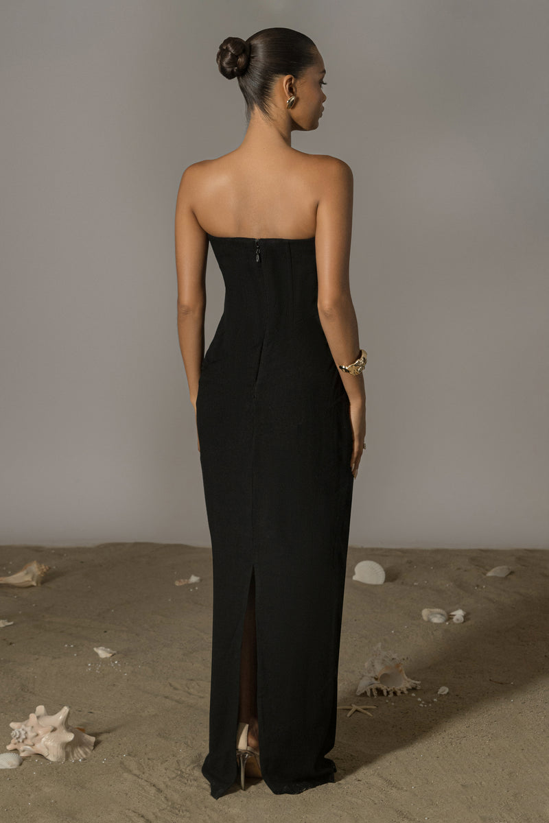 Robe maxi en lin noire