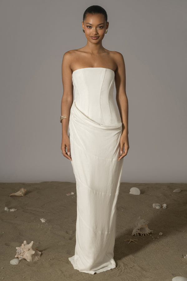 Ivory Journey Linen Maxi Dress