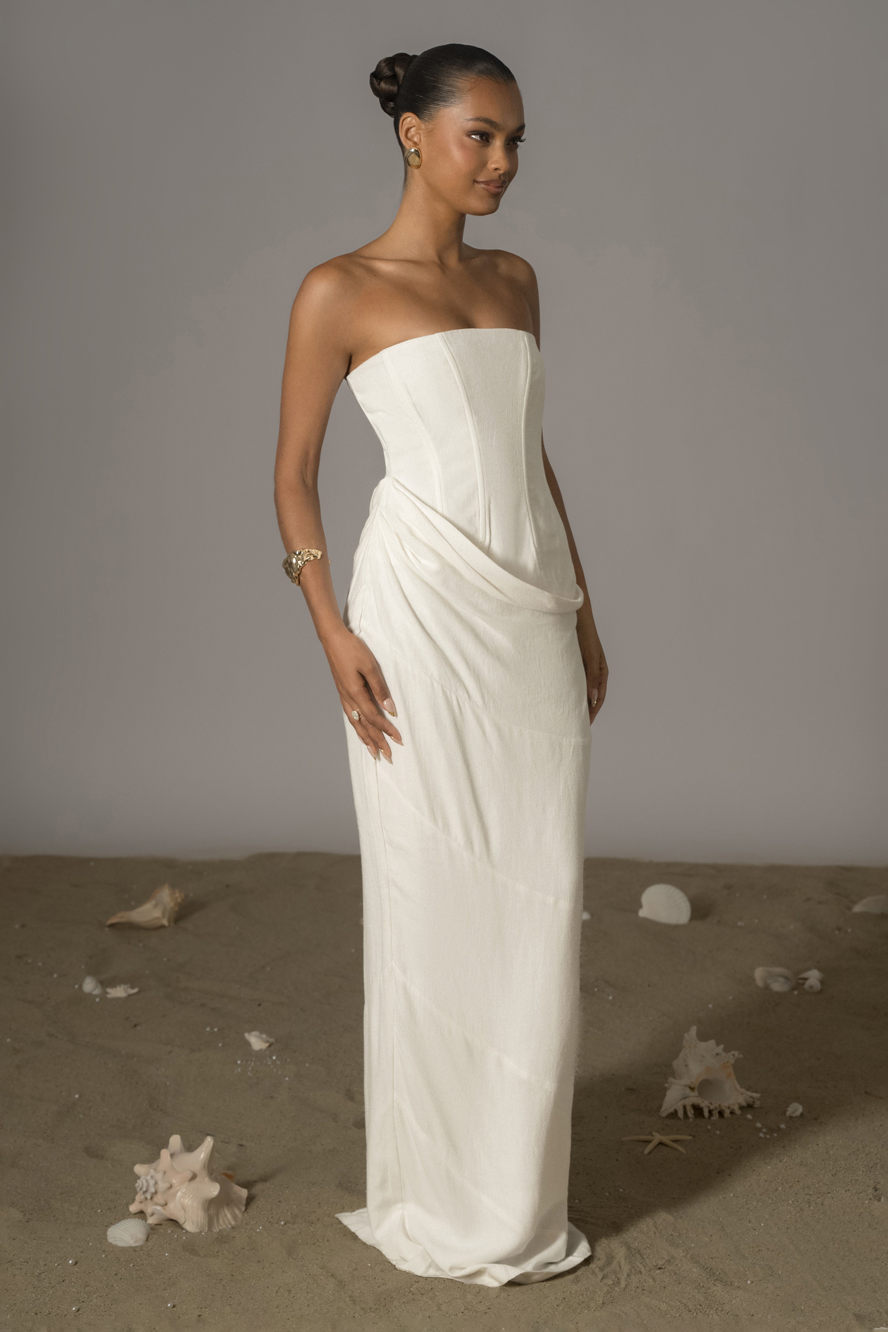 Ivory Journey Linen Maxi Dress