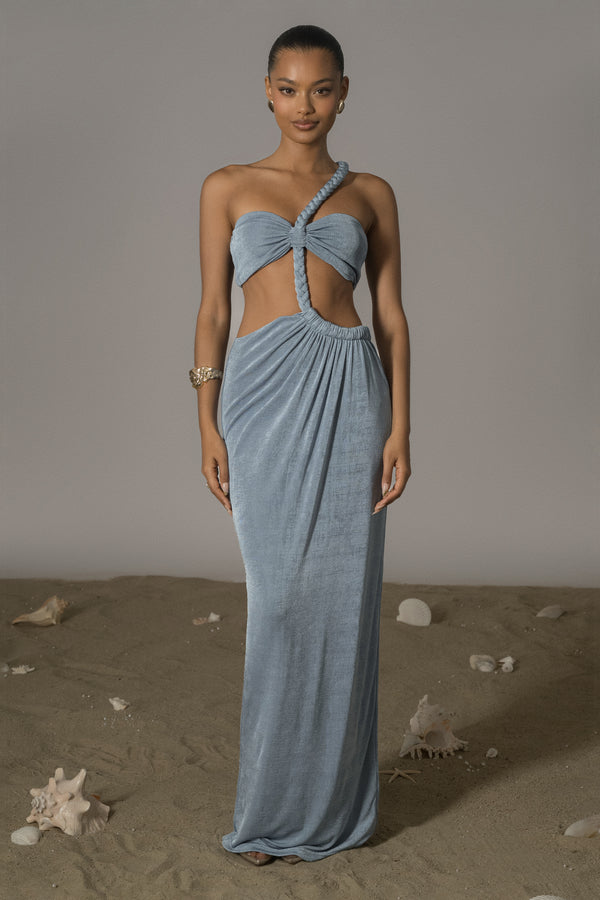 EMA ASYM DRESS - GREY BLUE