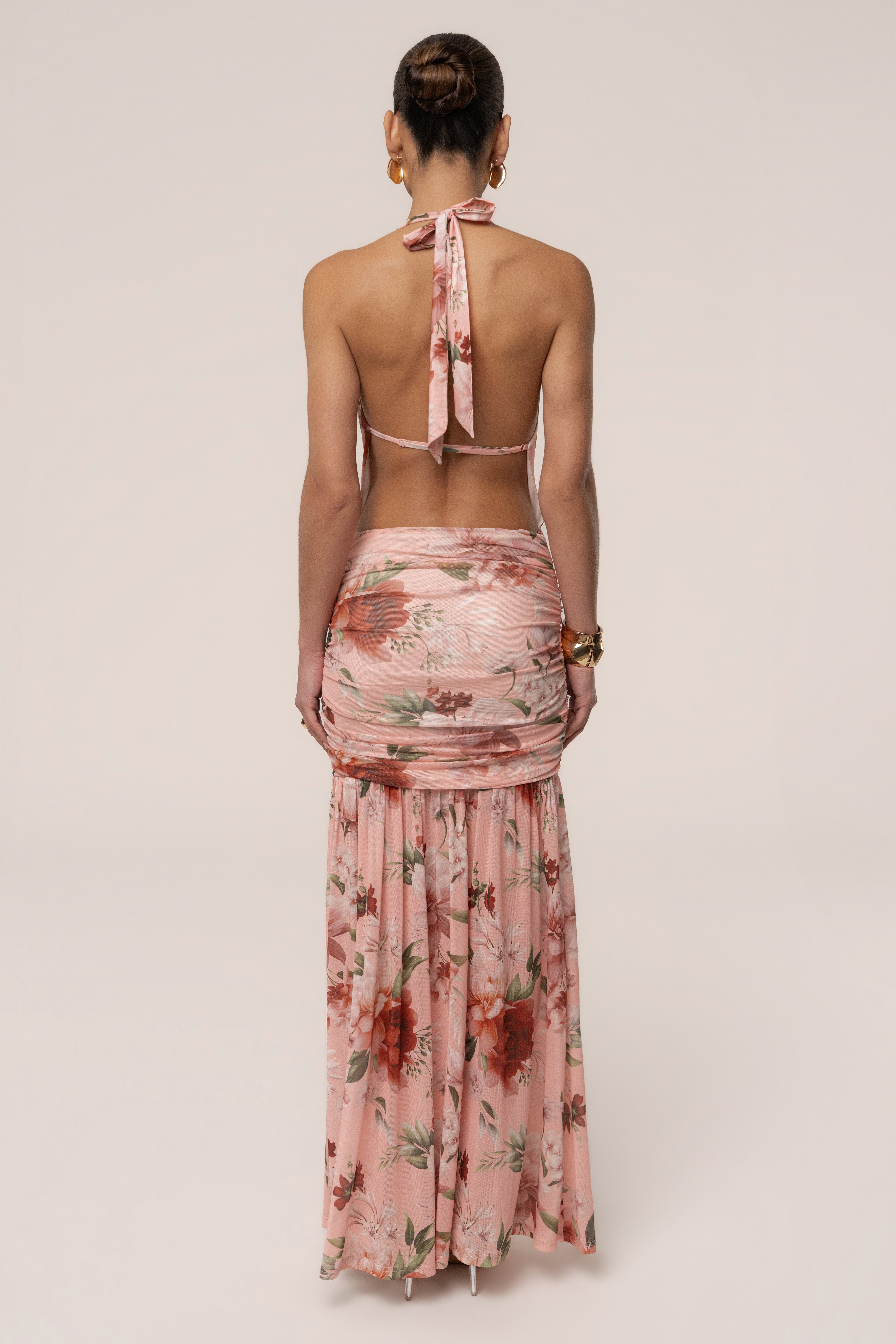 Pink Petals and Poetry maxi dress by JLUXLABEL featuring floral print, flowing fabric, and elegant design for summer wear.