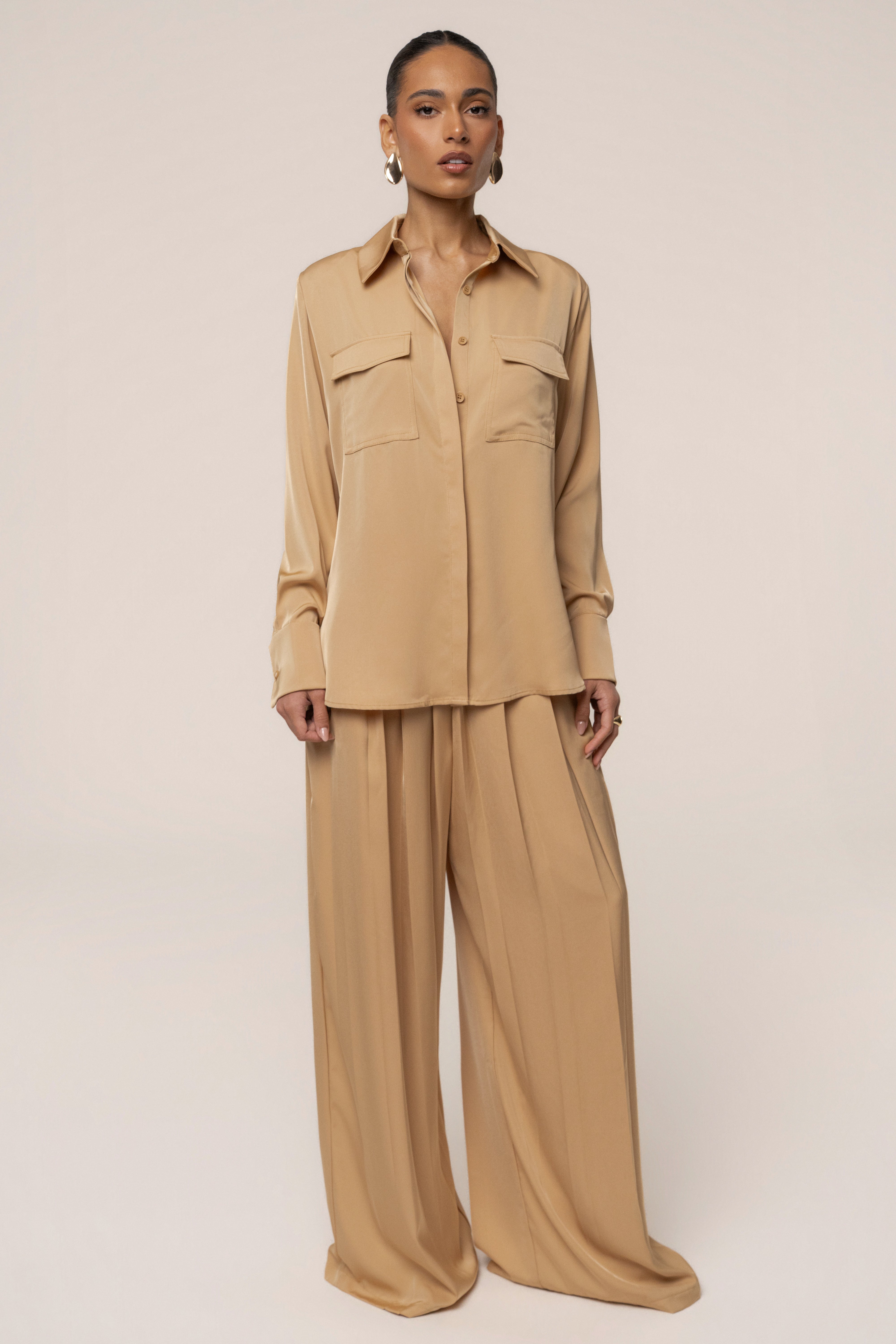 Chemise boutonnée beige Misty
