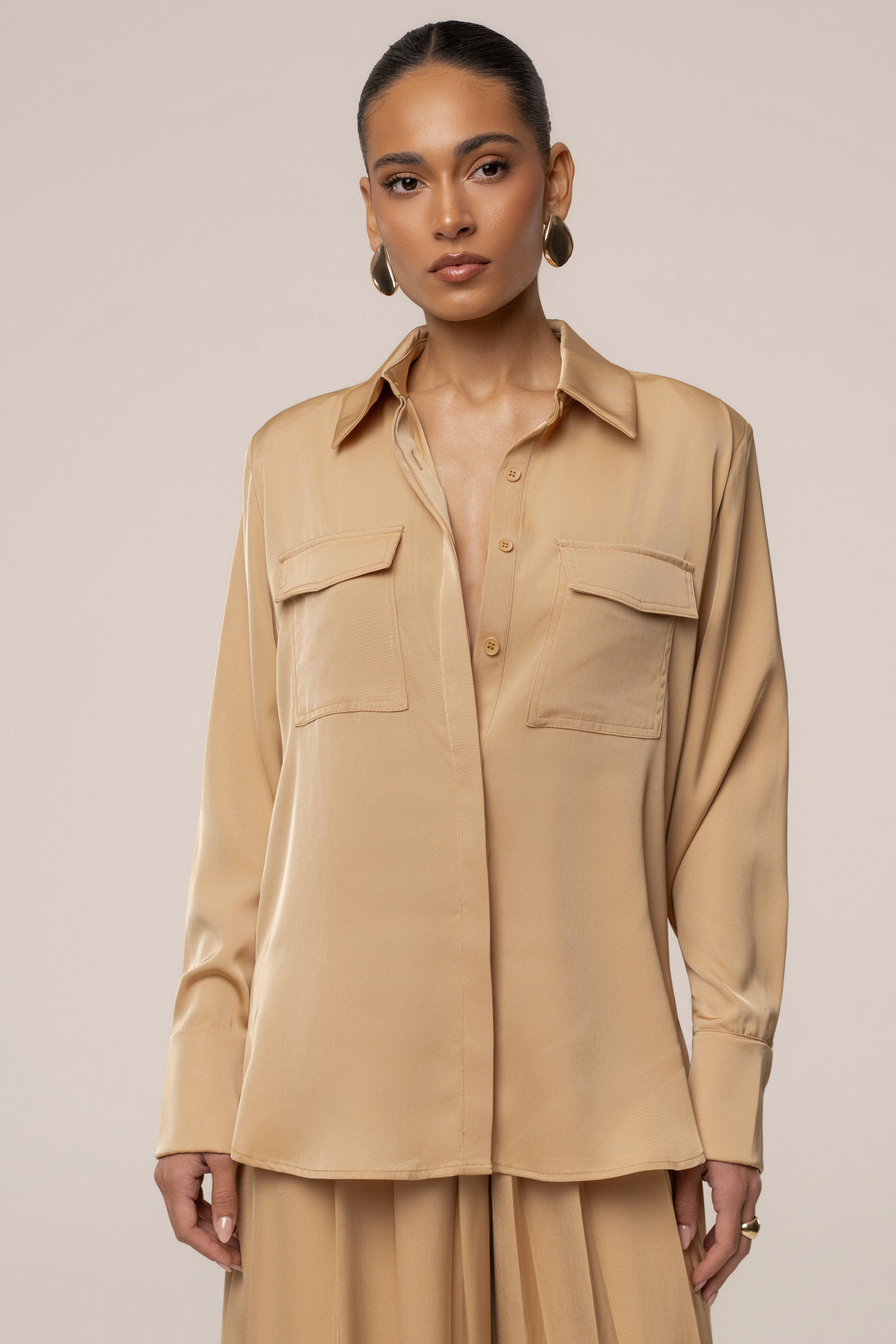Chemise boutonnée beige Misty