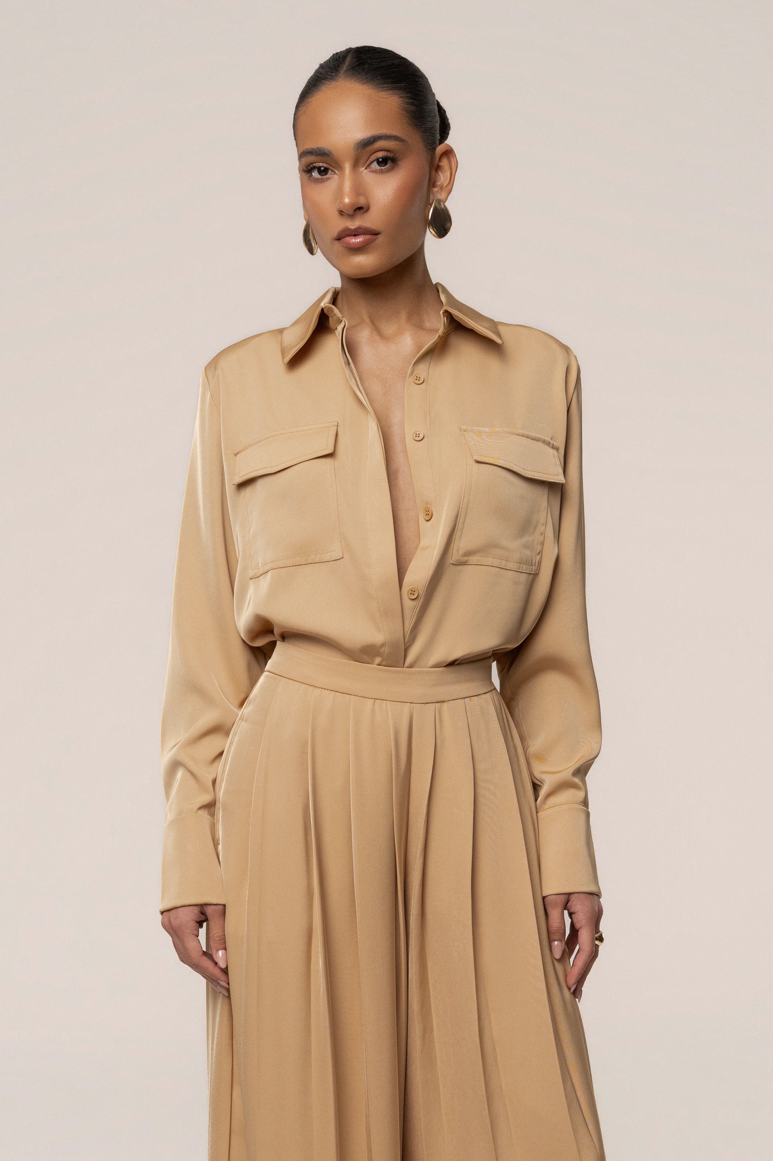 Chemise boutonnée beige Misty