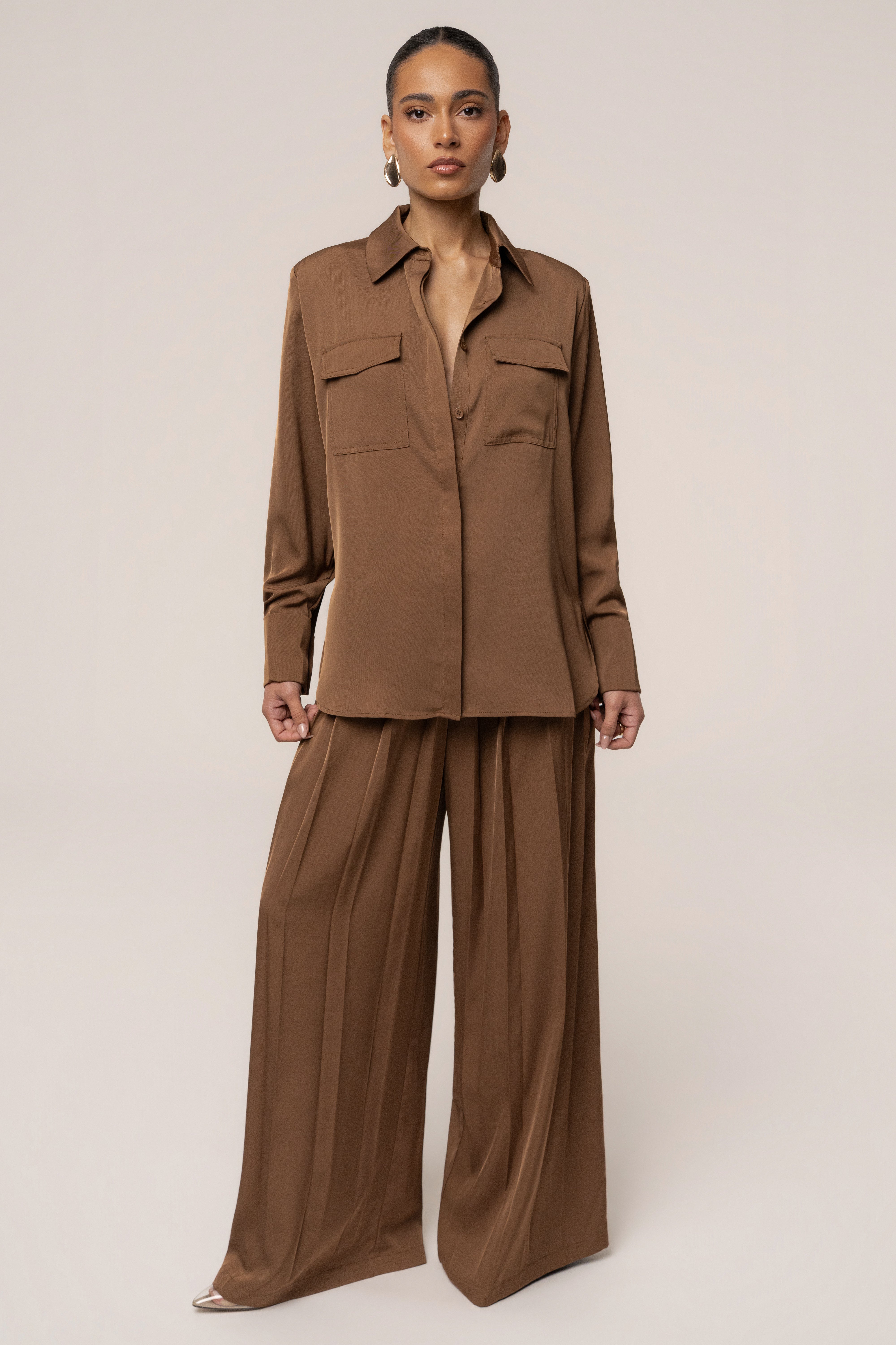 Brown Misty Button Up