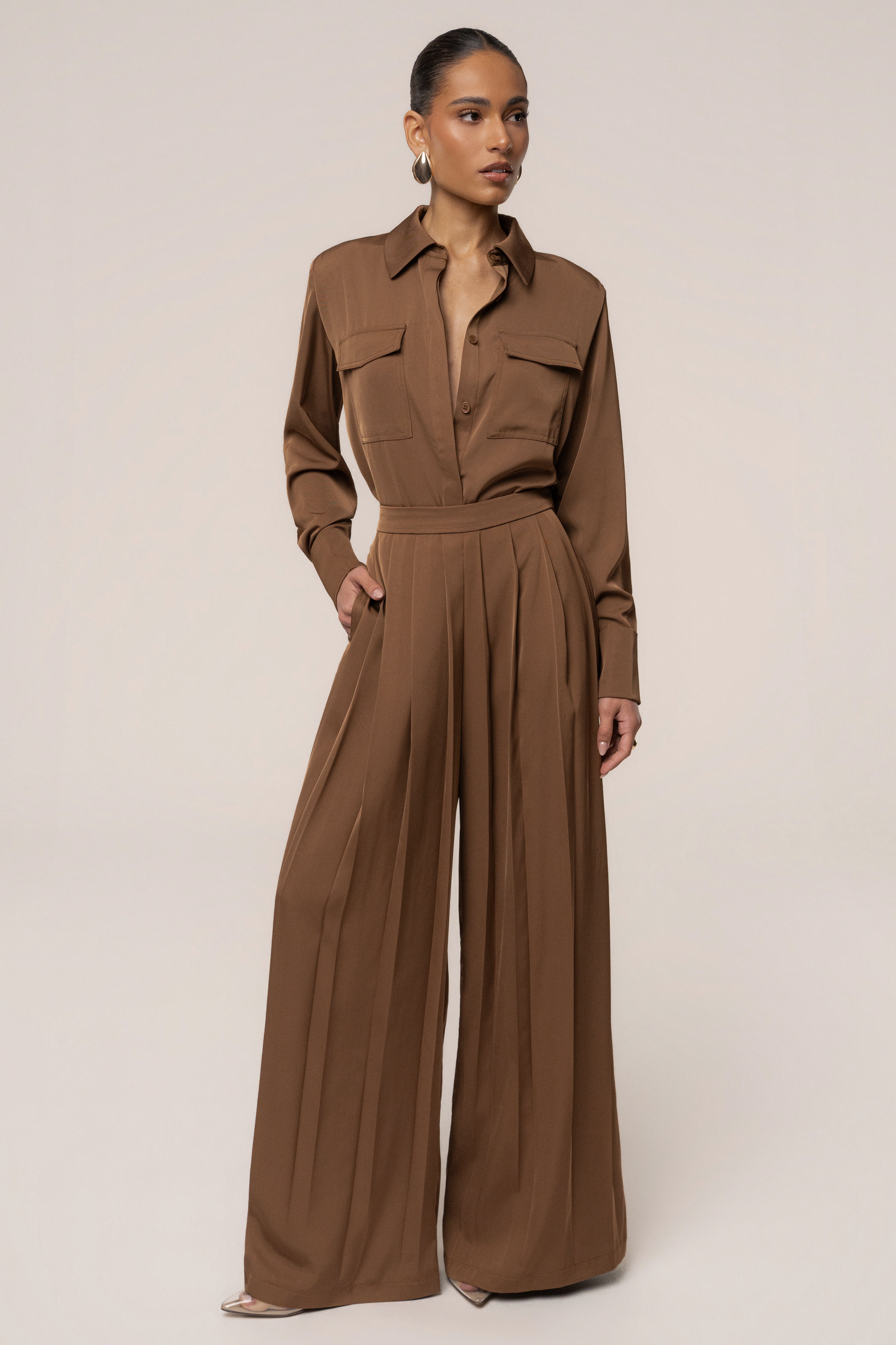 Brown Misty Button Up