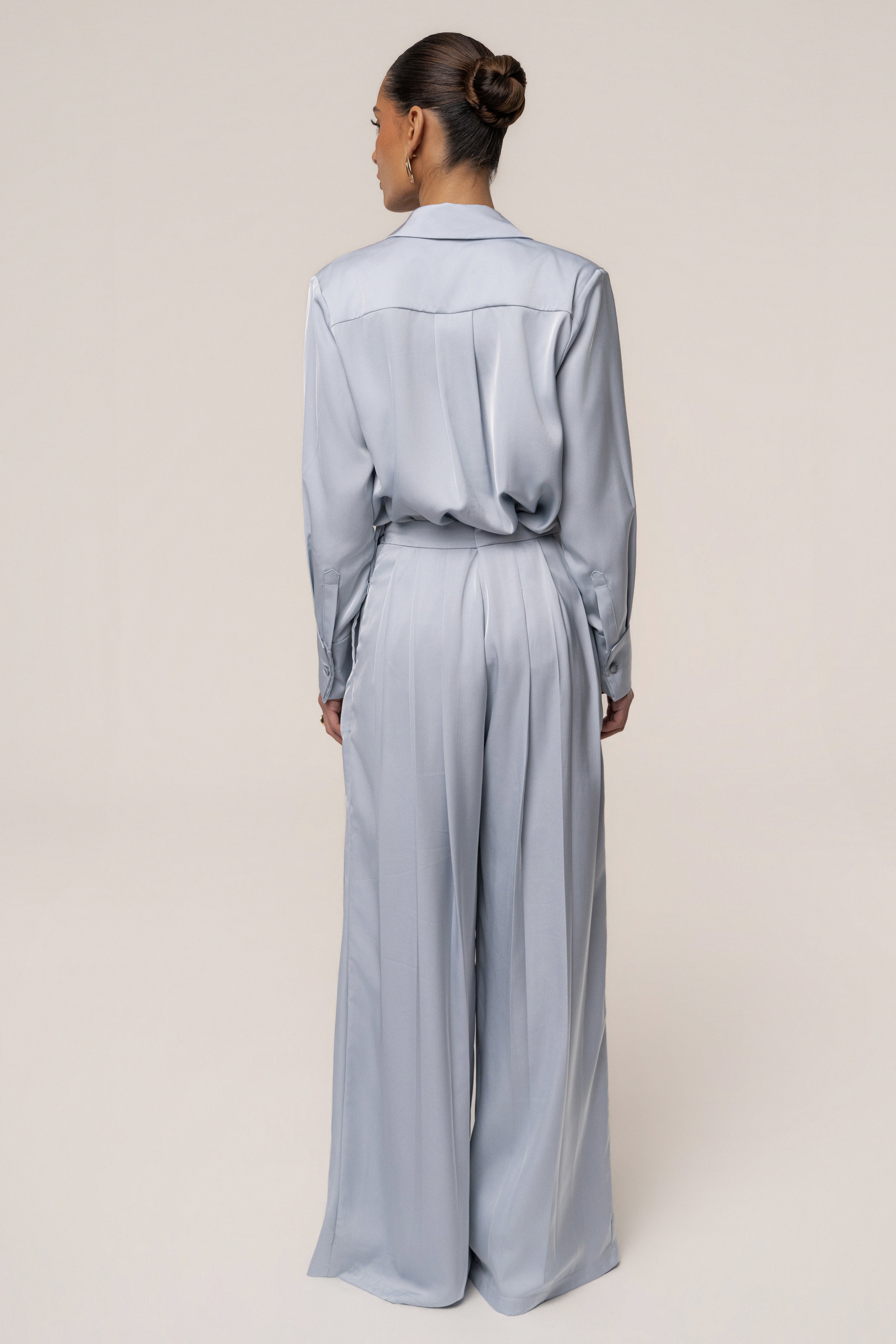 Chemise boutonnée bleu brumeux