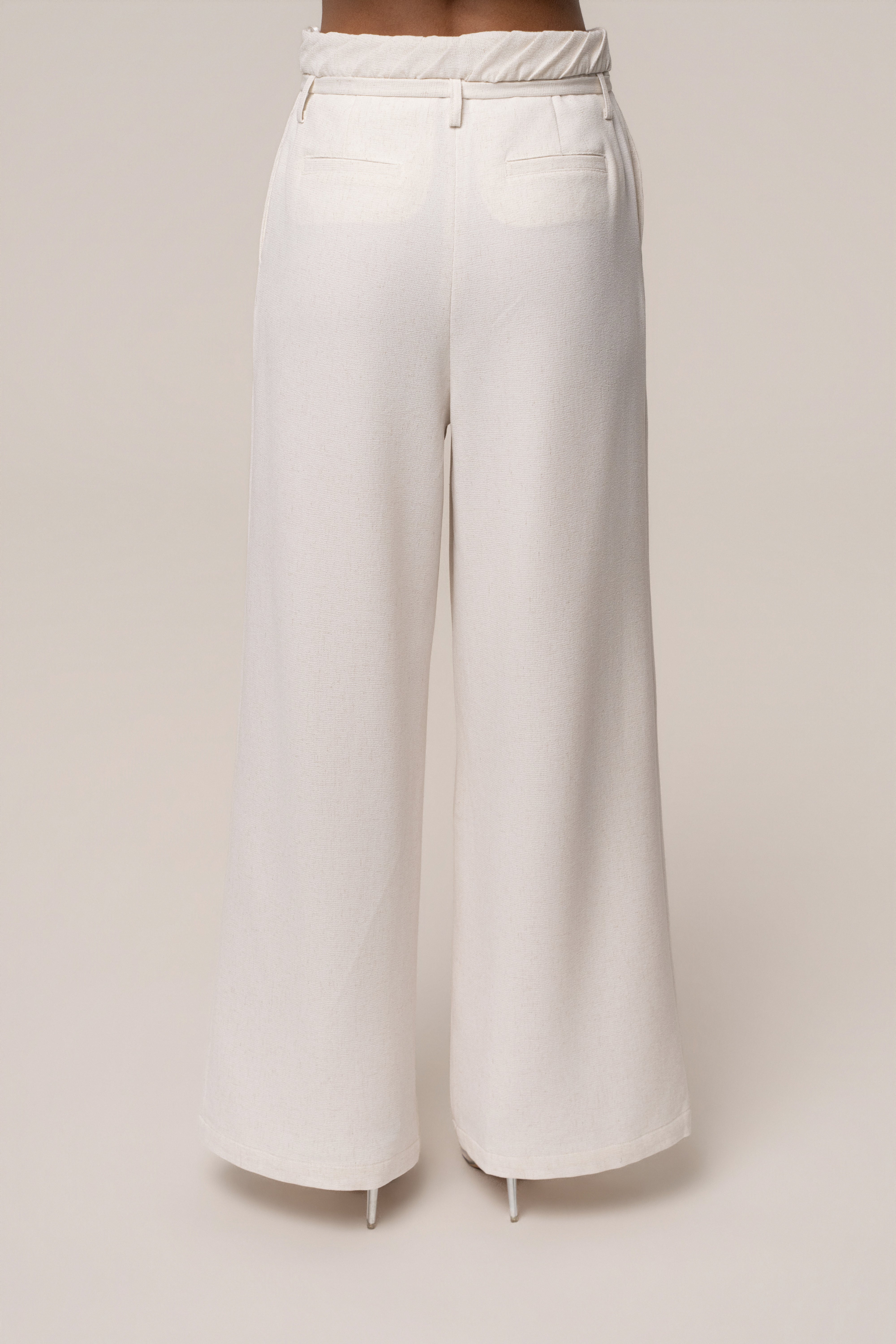 Ivory JLUXLABEL refined ease wide-leg pants, stylish bottoms with a relaxed fit and flowing silhouette, perfect for casual or dressy wear.