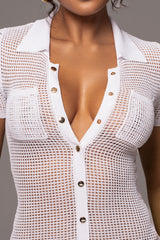 White Marella Button Down Shirt Dress - JLUXLABEL