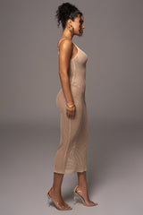 Beige Almost Paradise Netted Maxi Dress - JLUXLABEL