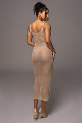 Beige Almost Paradise Netted Maxi Dress - JLUXLABEL