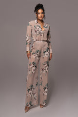 Purple Floral Stay For A While Printed Trousers - JLUXLABEL